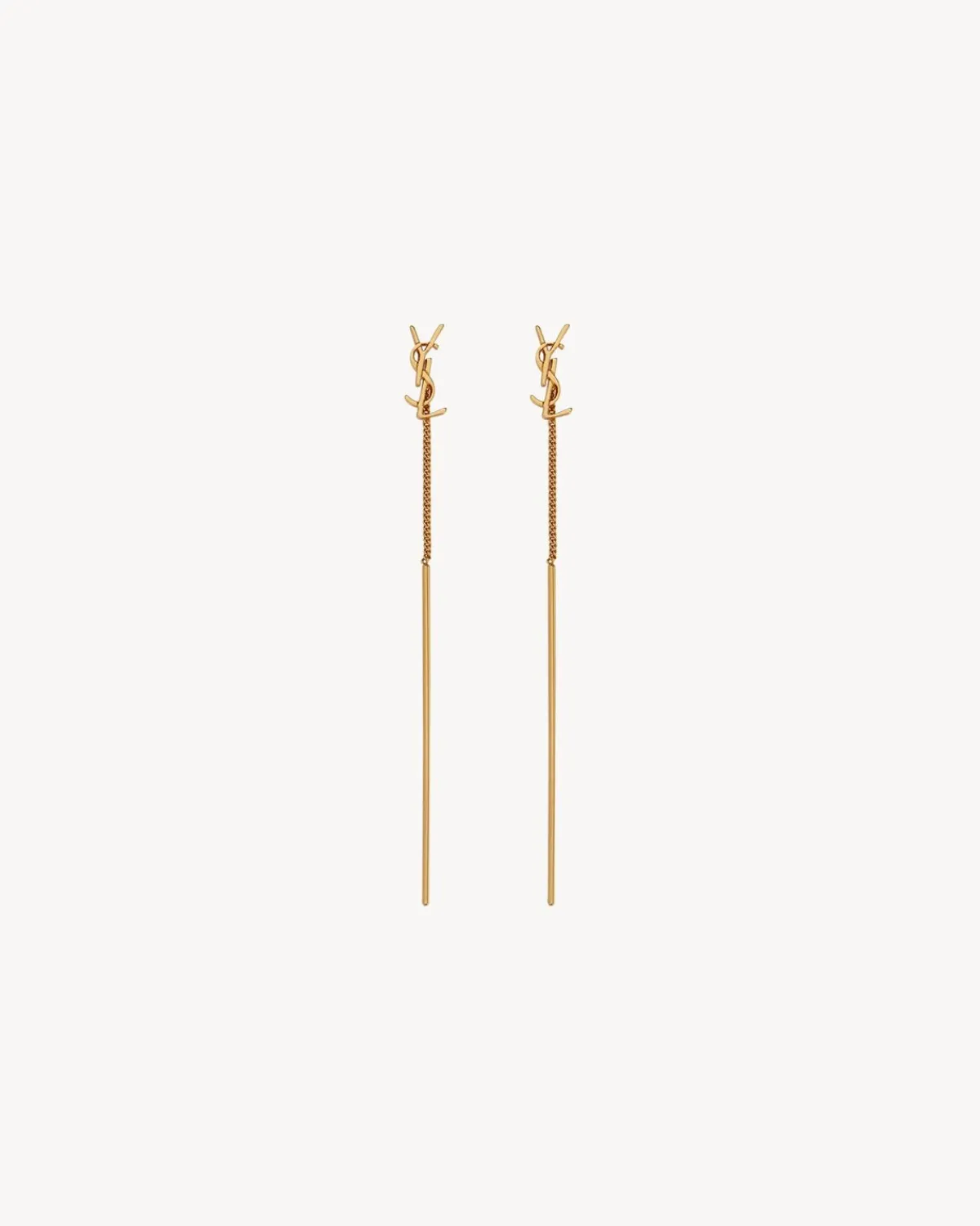 Saint Laurent Earrings And Necklaces-CASSANDRE threader earrings in metal GOLD