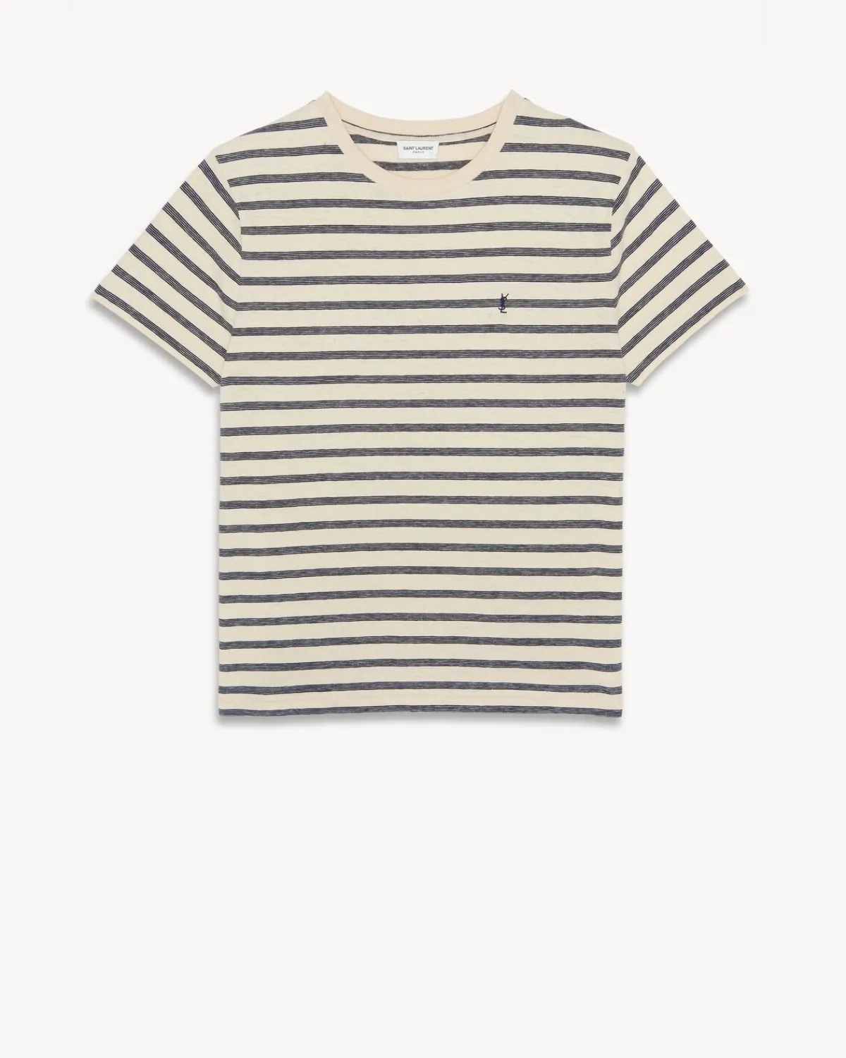 Saint Laurent Jersey-Cassandre T-Shirt in Striped Jersey NATURELETMARINE