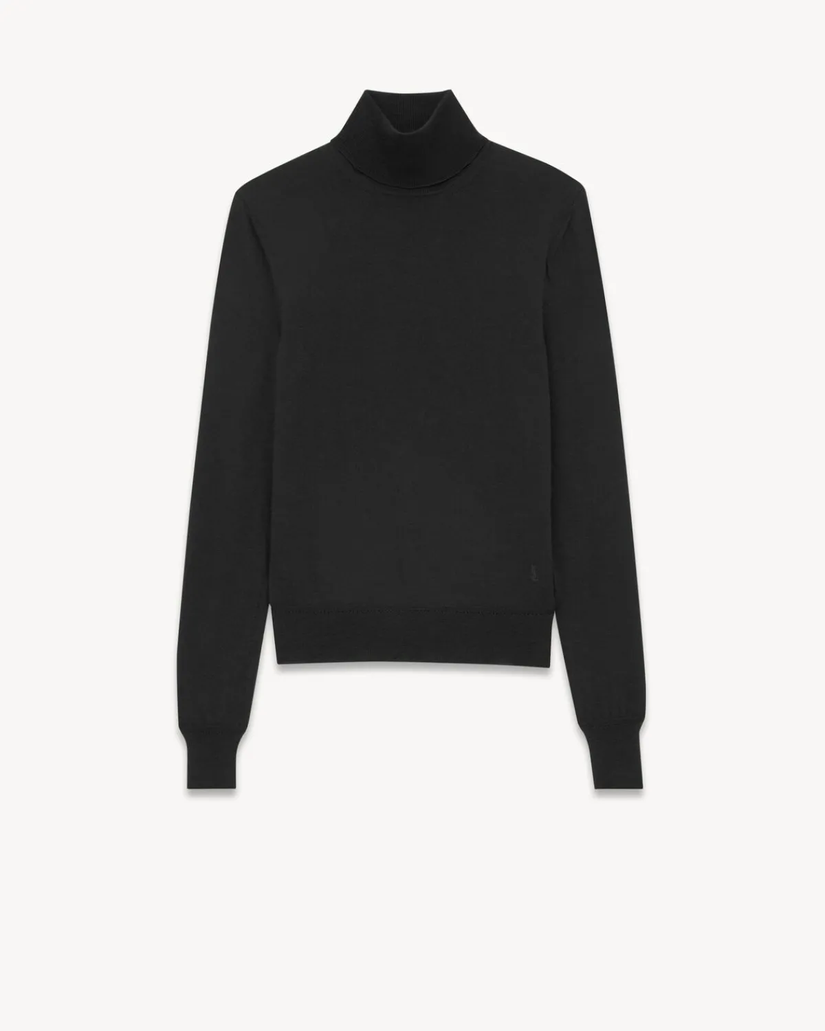 Saint Laurent Knitwear-Cassandre Turtleneck Sweater in Wool BLACK