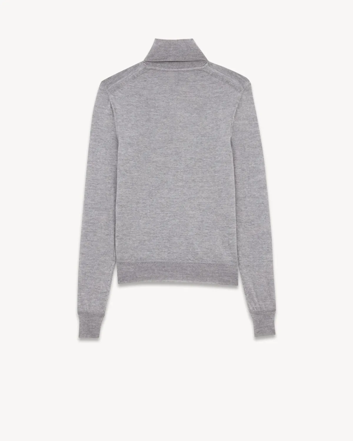 Saint Laurent Knitwear-Cassandre Turtleneck Sweater in Wool GRISCHINE