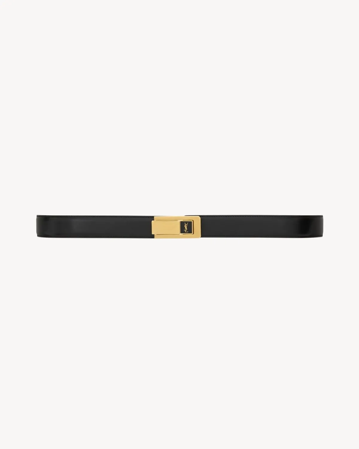 Saint Laurent Belts-Charniere buckle belt in smooth leather BLACK