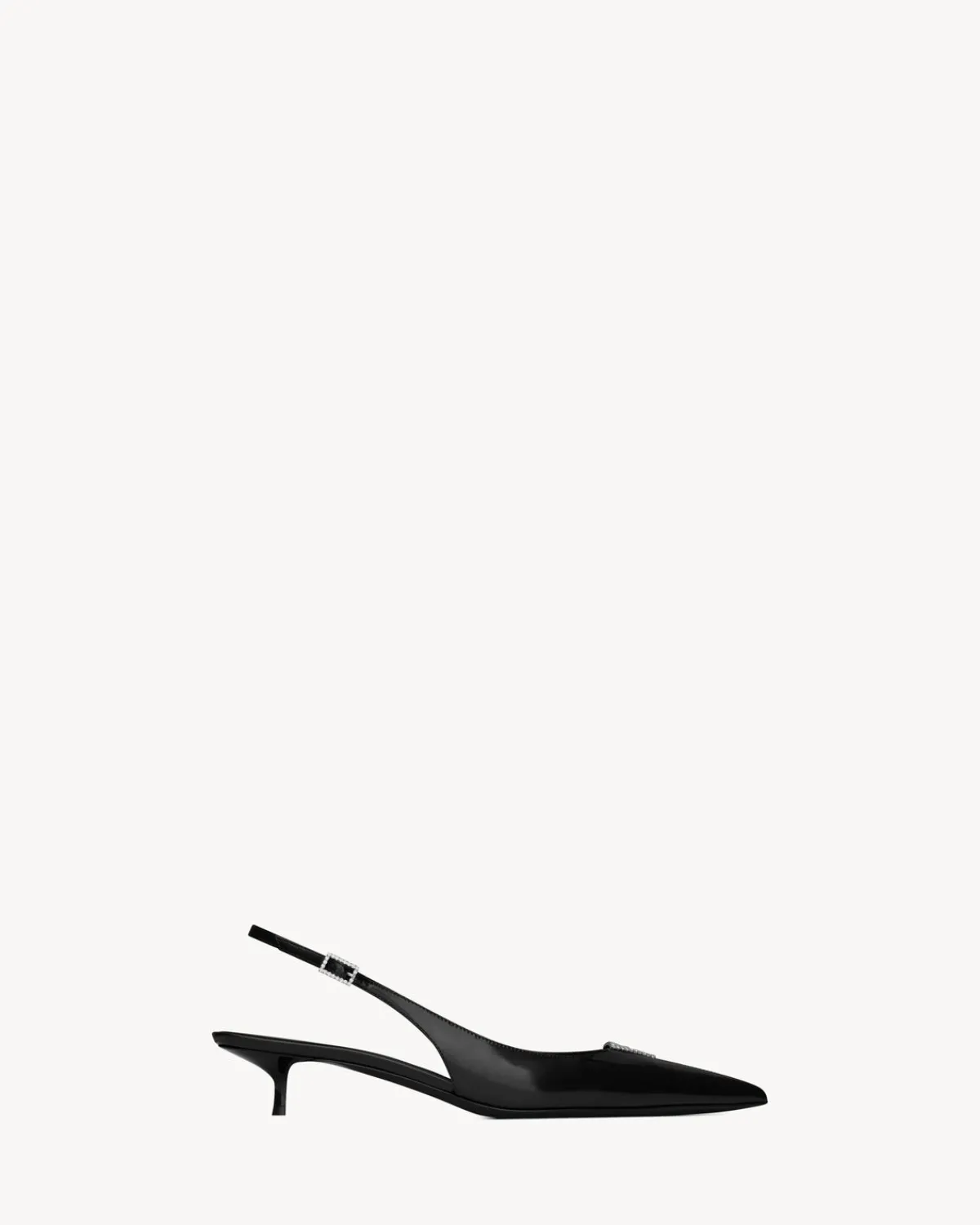 Saint Laurent Slingbacks-CHERISH slingback pumps in glazed leather and rhinestones BLACK