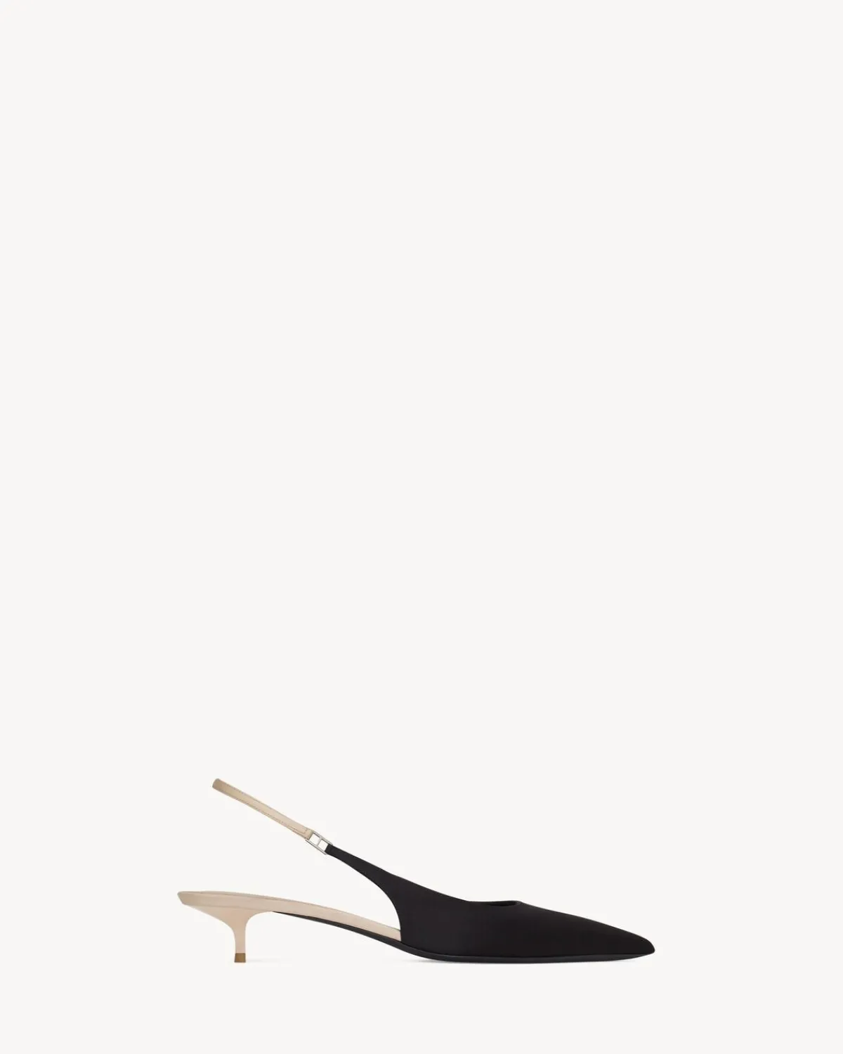 Saint Laurent Slingbacks-CHERISH slingback pumps in satin crepe BLACKANDLIGHTNUDE