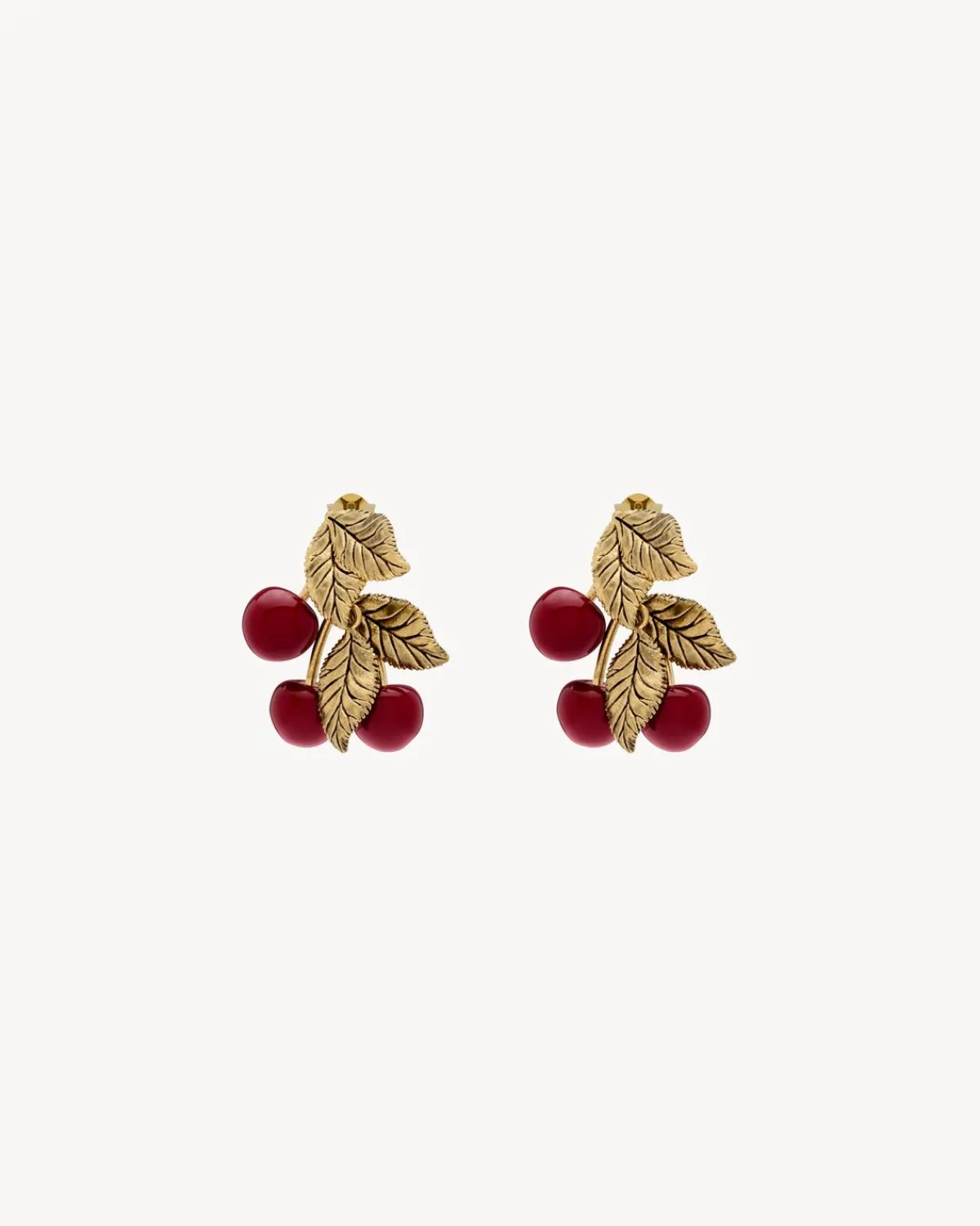 Saint Laurent Earrings And Necklaces-cherry earrings in enamel and metal REDANDAGEDGOLD