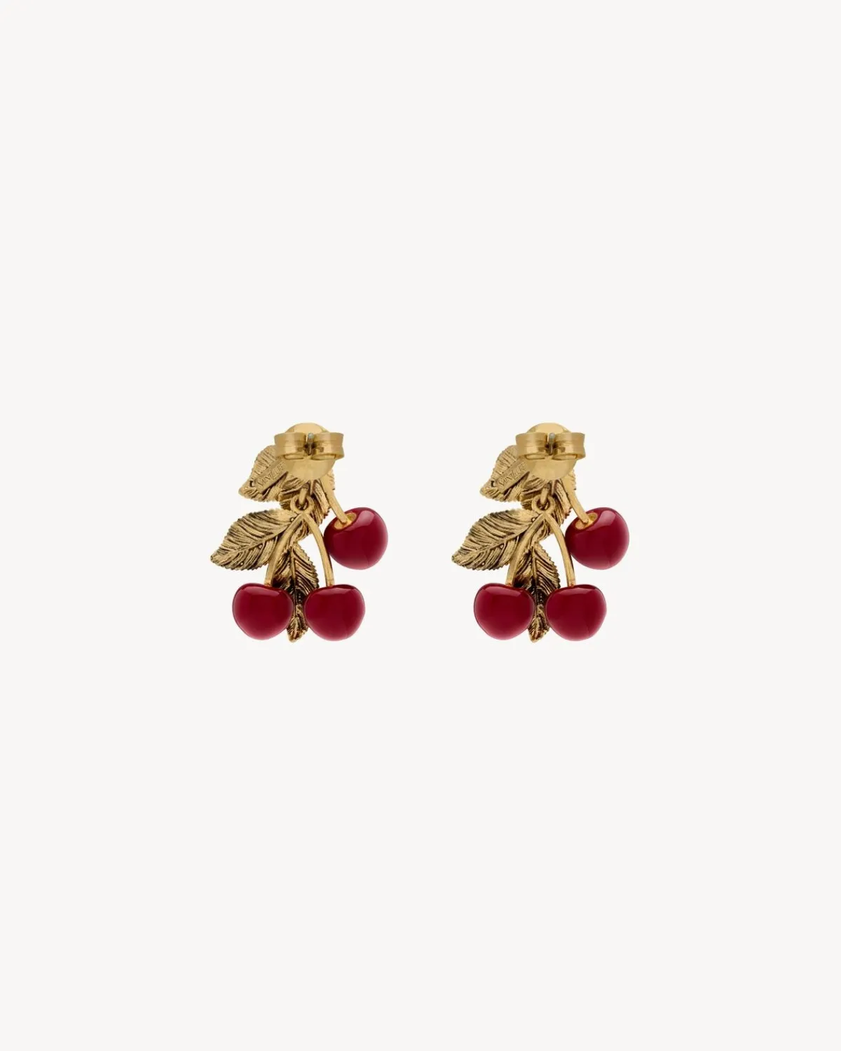 Saint Laurent Earrings And Necklaces-cherry earrings in enamel and metal REDANDAGEDGOLD