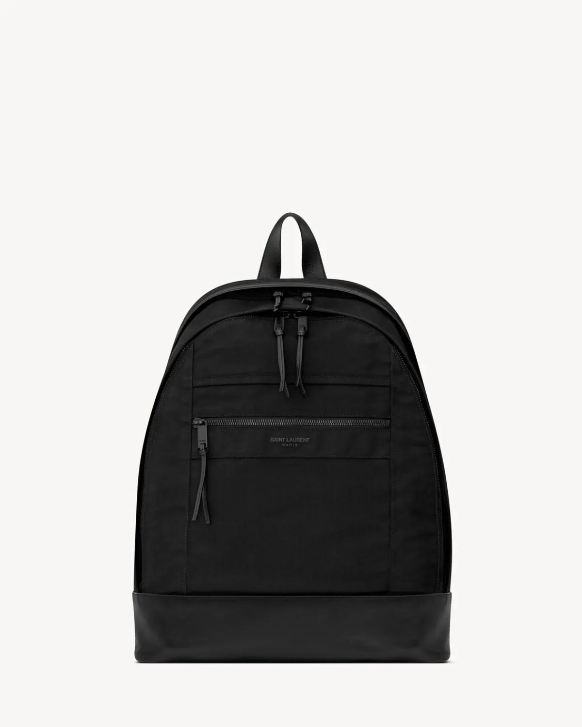 Saint Laurent Backpacks-CITY backpack in nylon canvas and leather BLACK