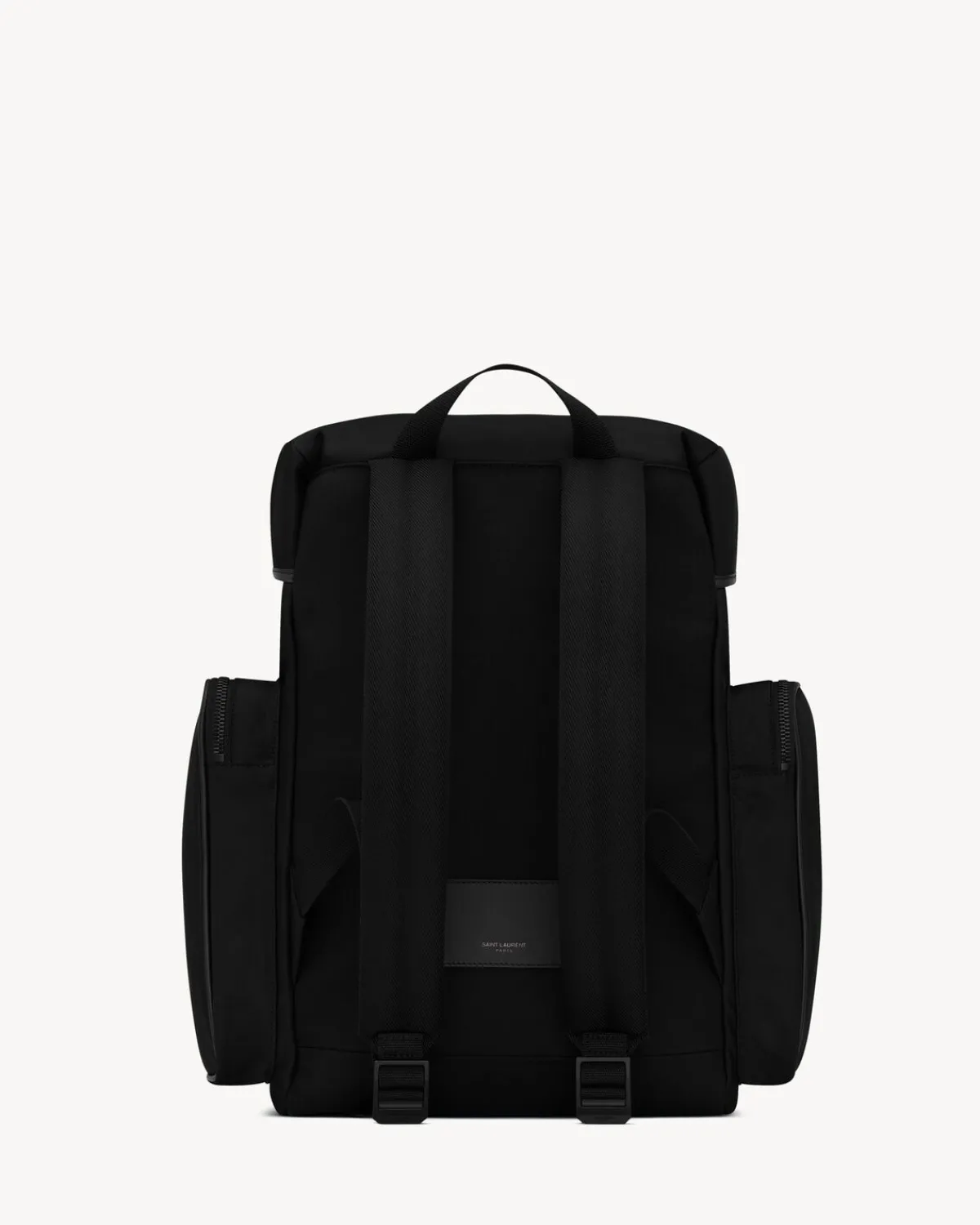 Saint Laurent Backpacks-CITY MULTI-POCKET BACKPACK IN ECONYL®, SMOOTH LEATHER AND NYLON BLACK