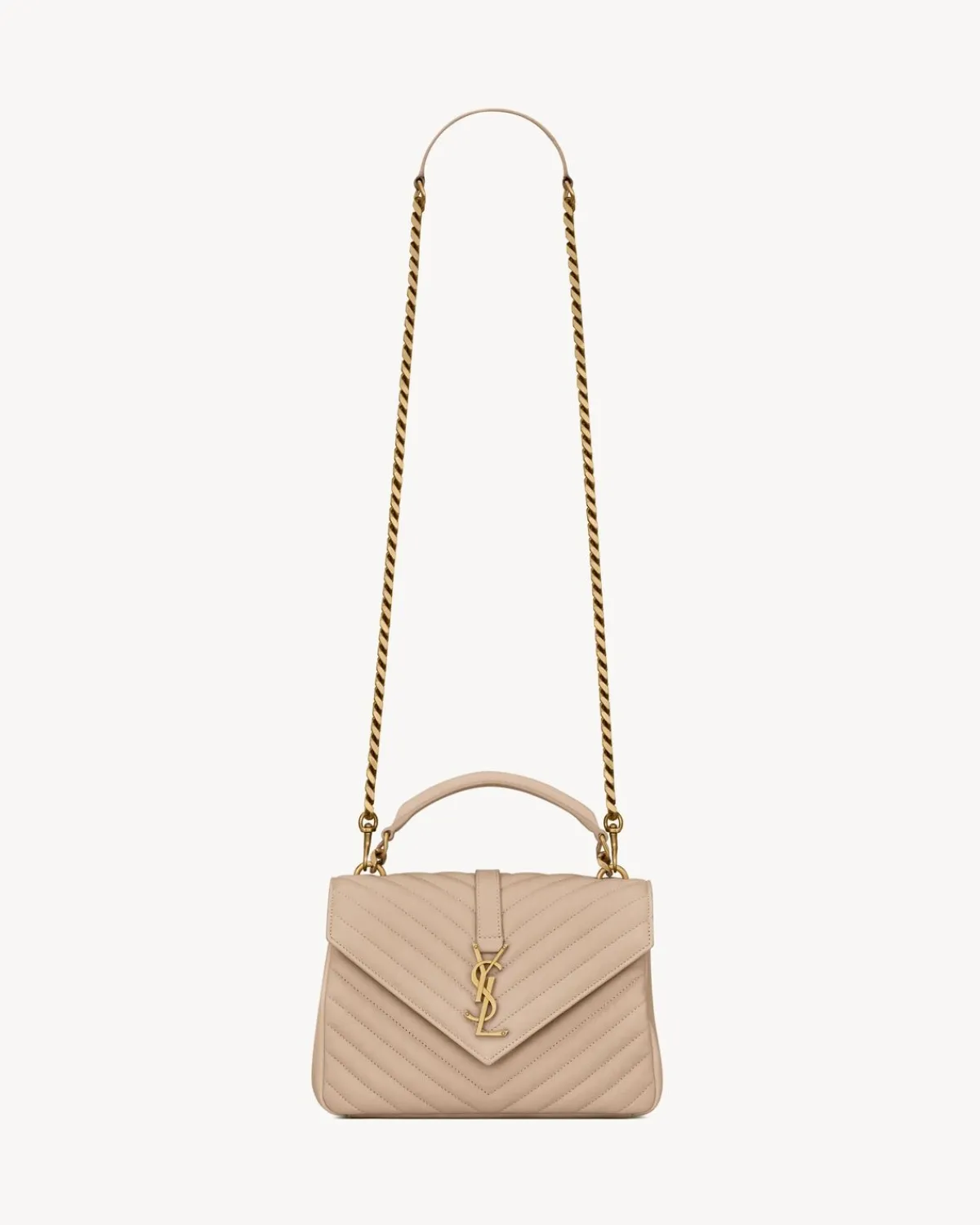 Saint Laurent Shoulder Bags-COLLEGE MEDIUM IN QUILTED LEATHER DARKBEIGE