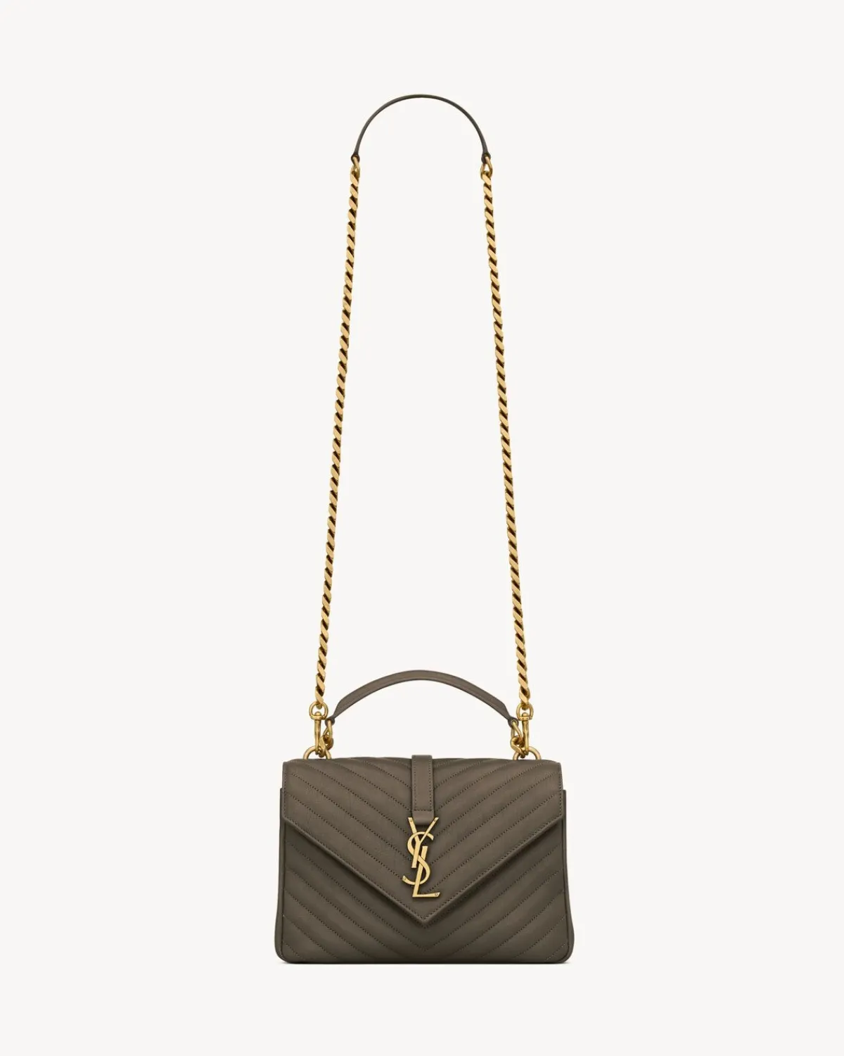 Saint Laurent Shoulder Bags-COLLEGE MEDIUM IN QUILTED LEATHER LIGHTMUSK