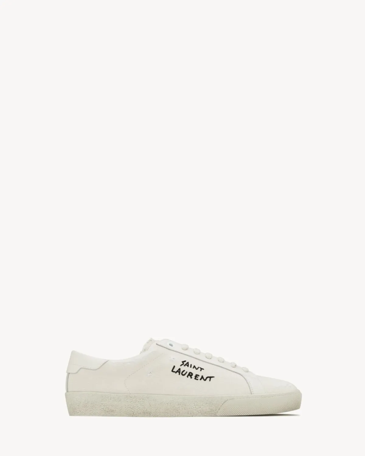 Saint Laurent Sneakers-court classic sl/06 embroidered sneakers in canvas and leather CREAM