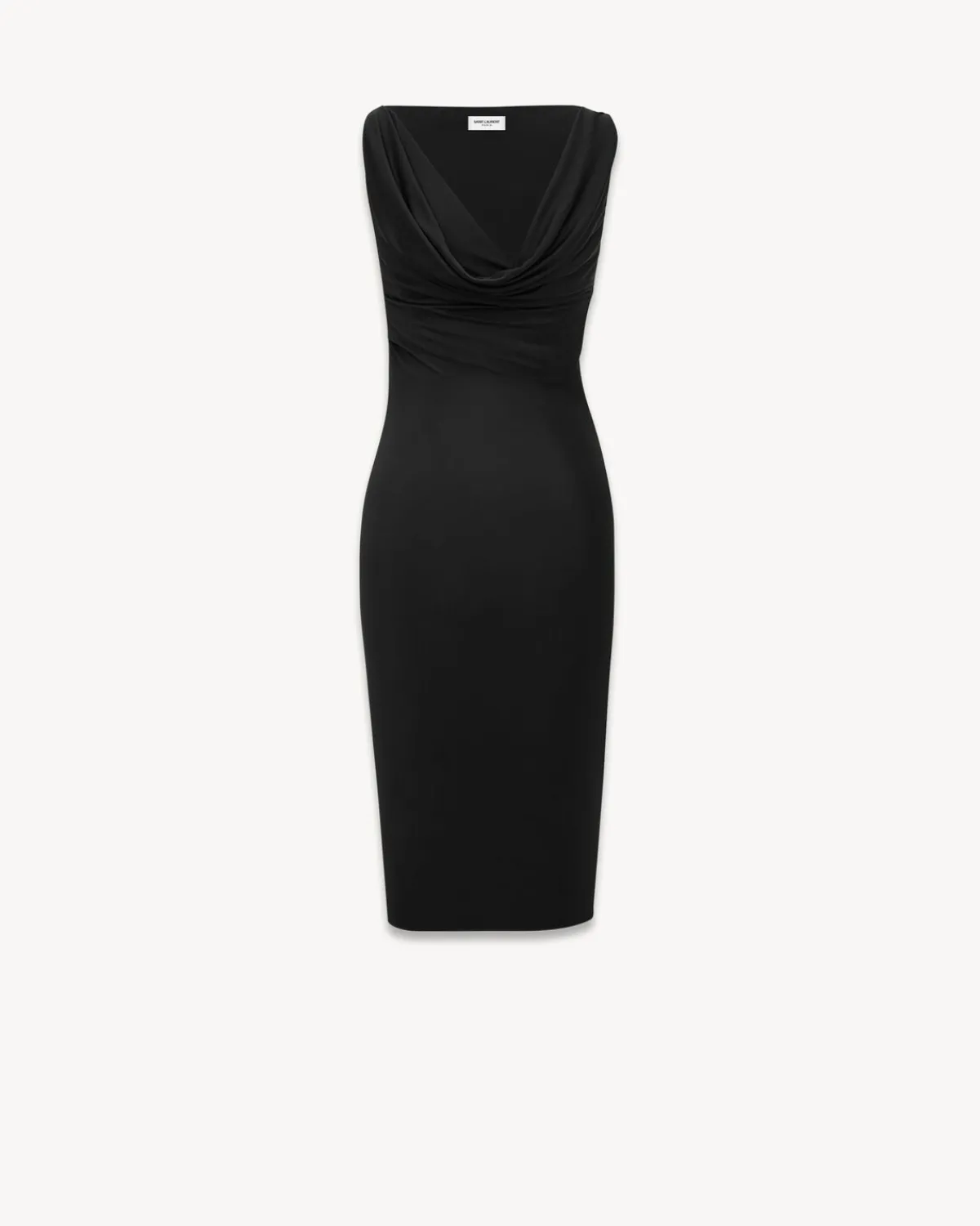 Saint Laurent Dresses And Skirts-cowlneck dress in knit BLACK