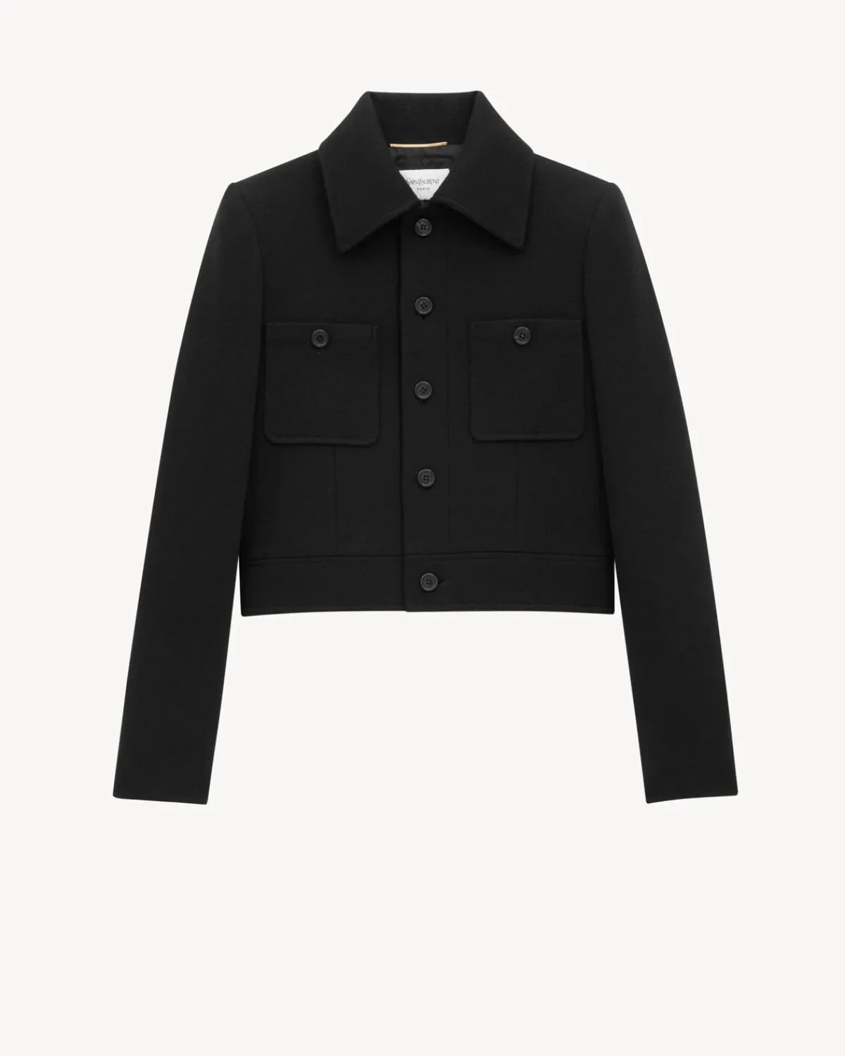 Saint Laurent Leather And Coats-cropped jacket in wool-blend jersey NOIR