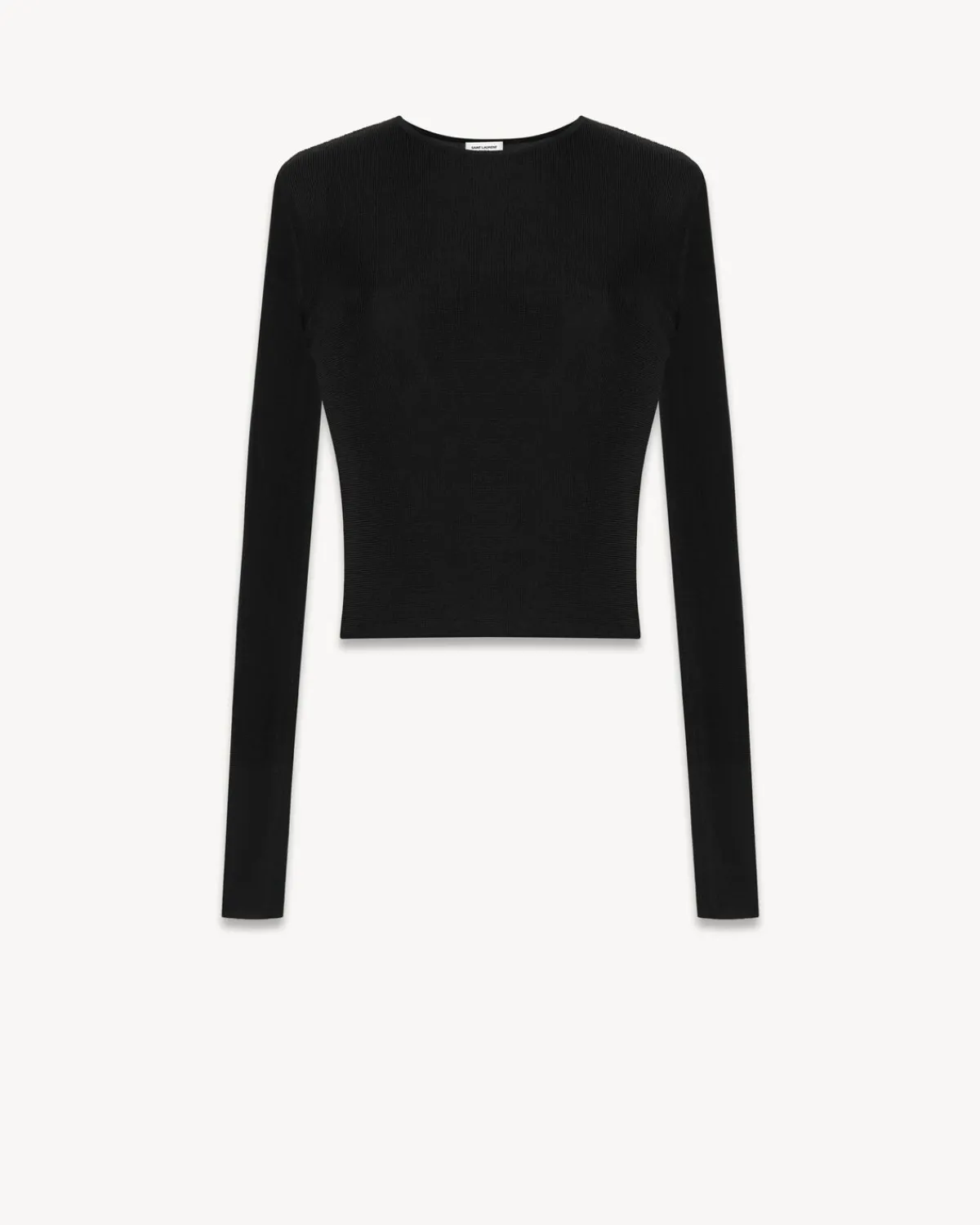 Saint Laurent Knitwear-Cropped Top in Ribbed Knit BLACK