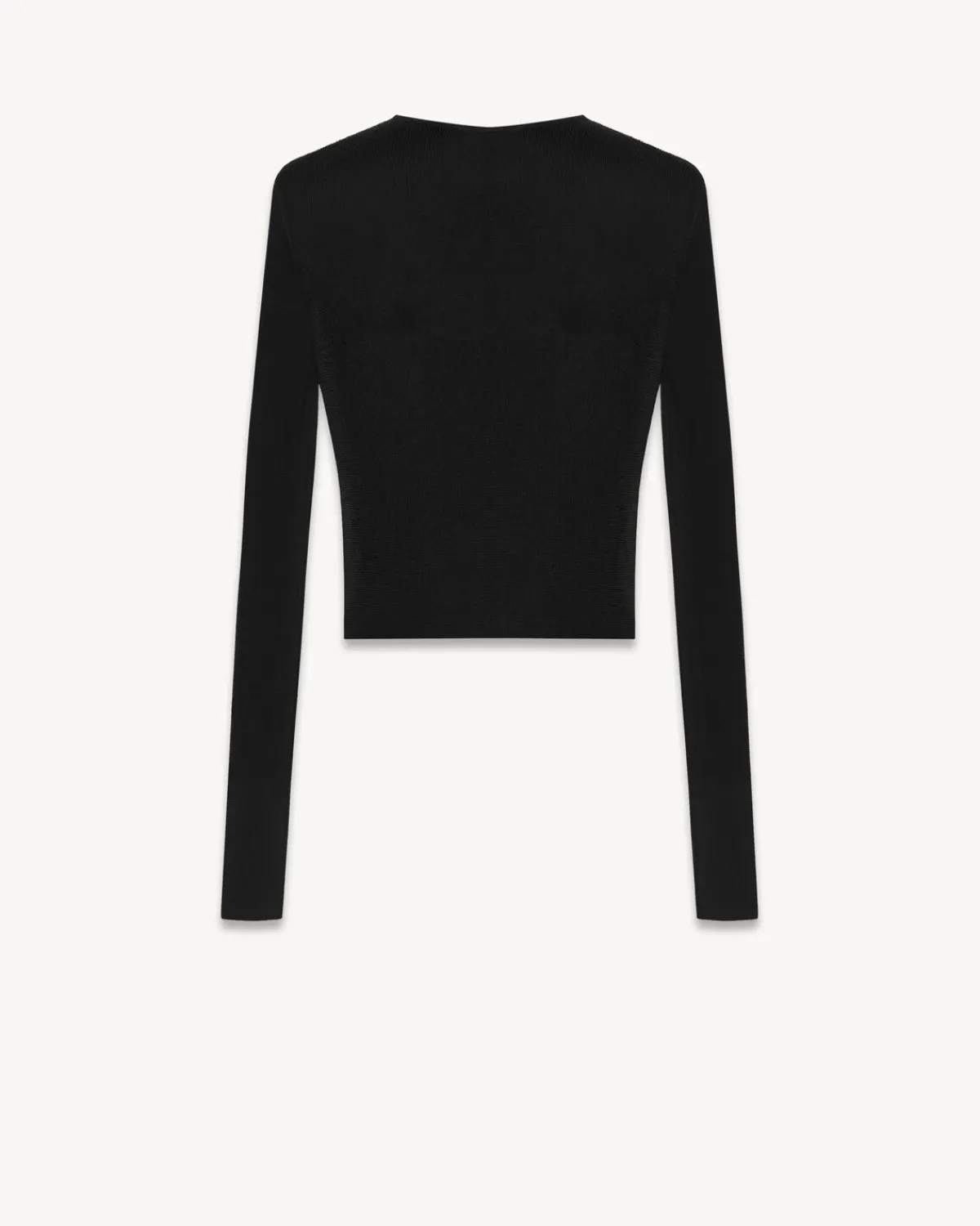 Saint Laurent Knitwear-Cropped Top in Ribbed Knit BLACK