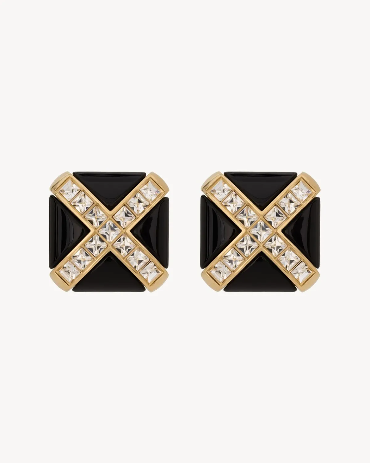 Saint Laurent Earrings And Necklaces-crystal cross earrings in resin and metal CRYSTALANDBLACKANDGOLD