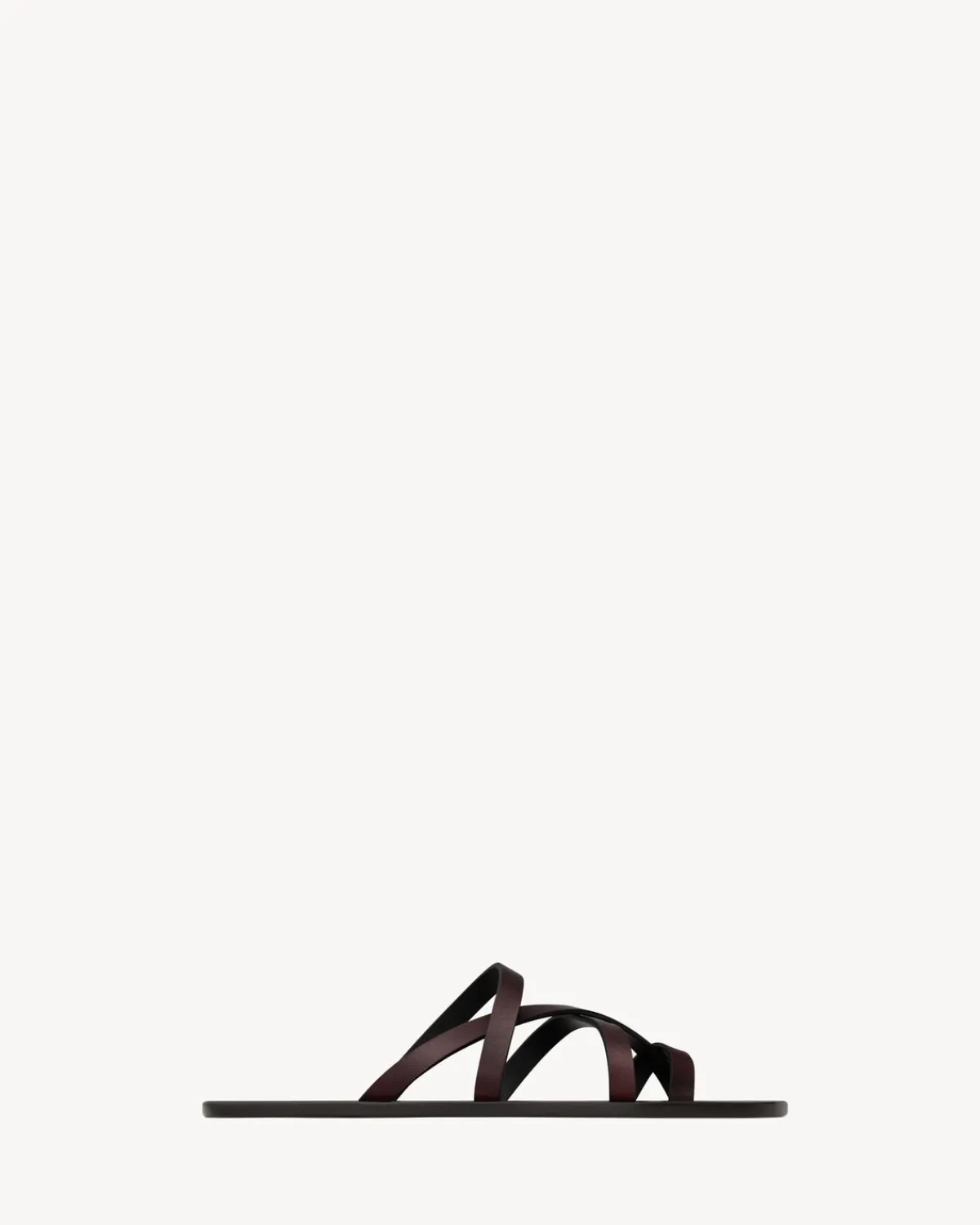 Saint Laurent Flats-CULVER slides in smooth leather ULTRADARKBROWN