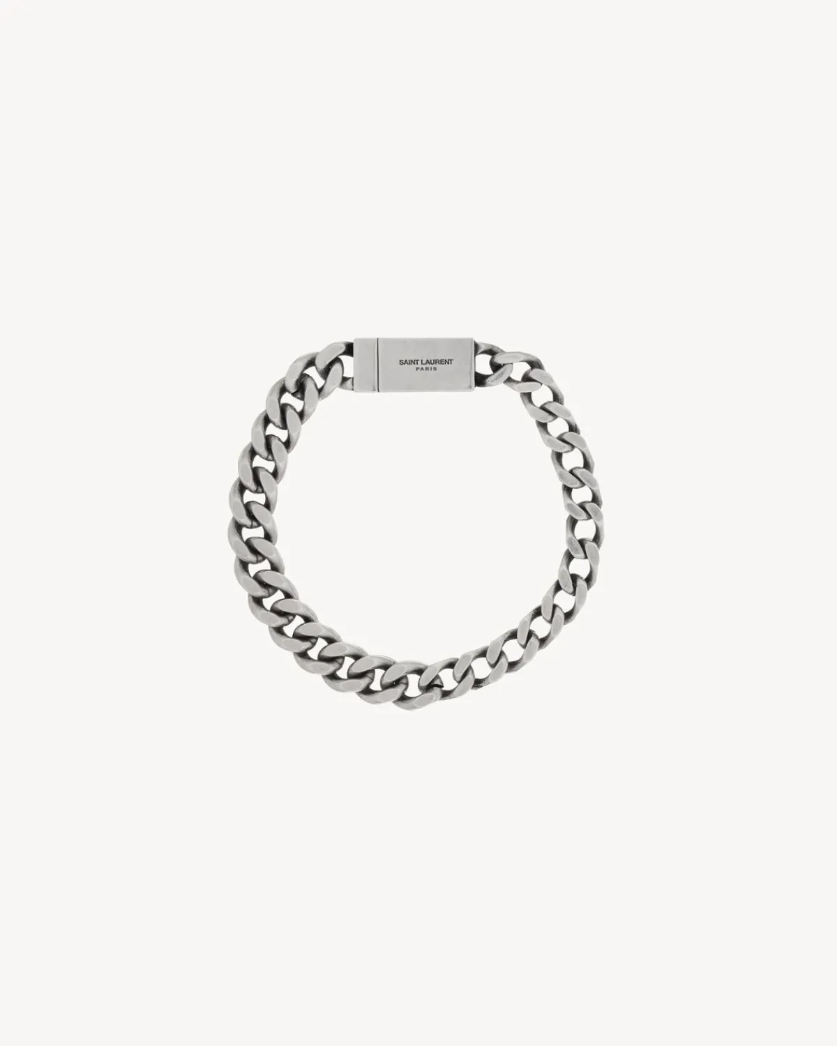 Saint Laurent Jewelry-CURB CHAIN BRACELET IN METAL OXIDIZEDSILVER