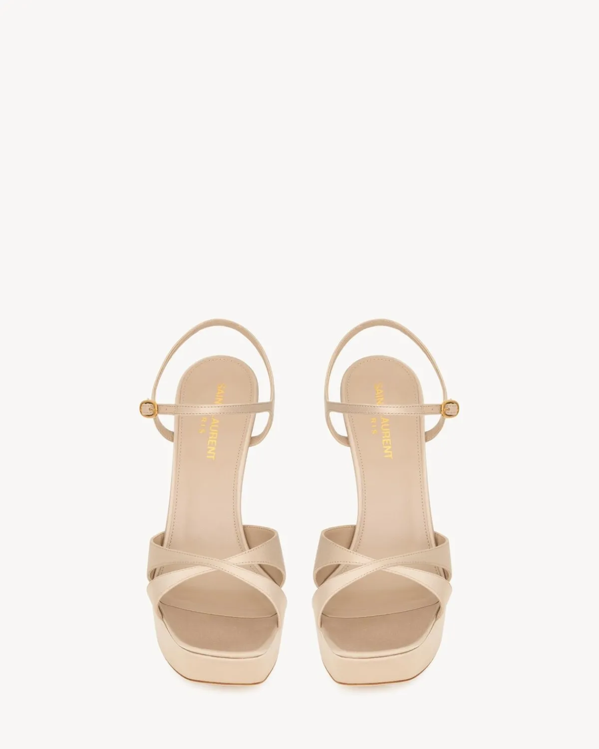 Saint Laurent Sandals-DEBBIE platform sandals in satin crepe LIGHTNUDE