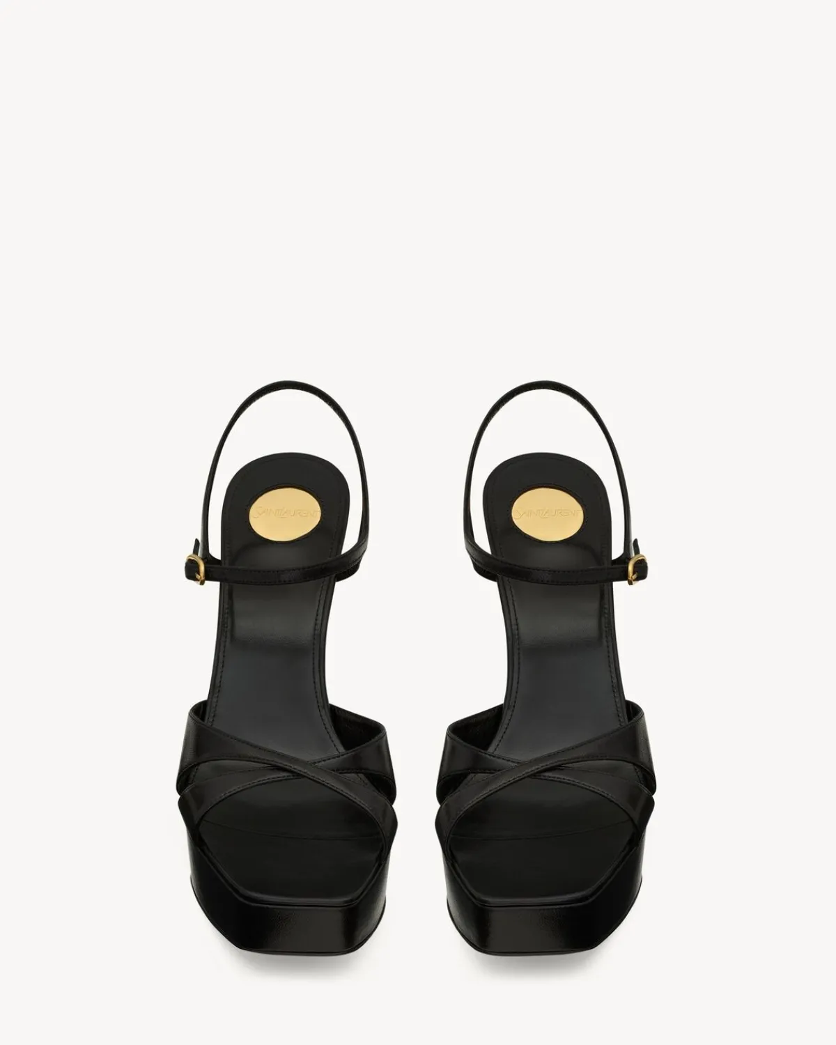 Saint Laurent Sandals-DEBBIE platform sandals in smooth leather BLACK