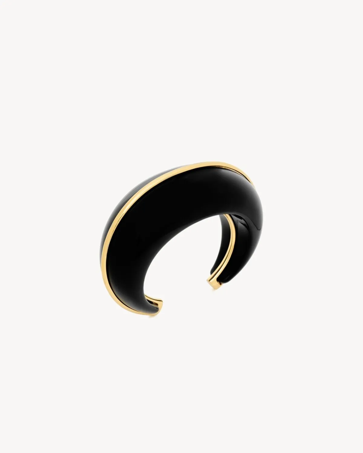 Saint Laurent Cuffs And Bracelets-DOME CUFF IN RESIN AND METAL BLACKANDGOLD