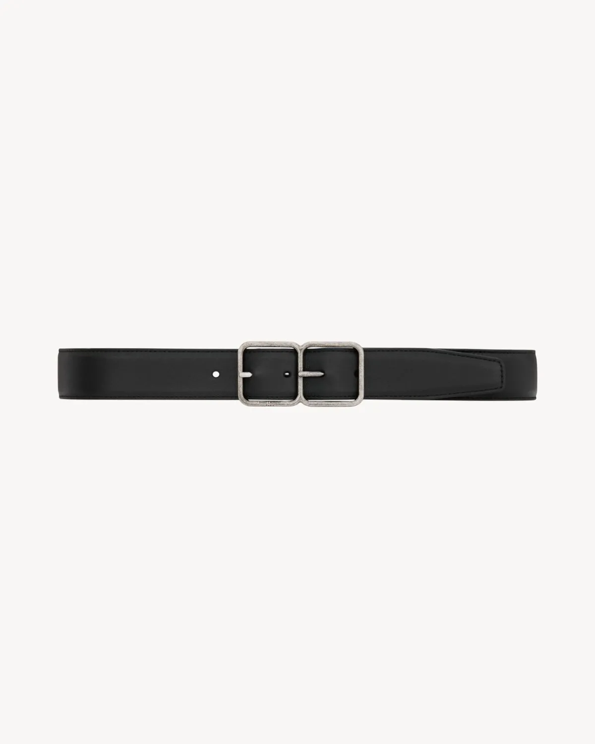 Saint Laurent Belts-double frame belt in lacquered leather BLACK