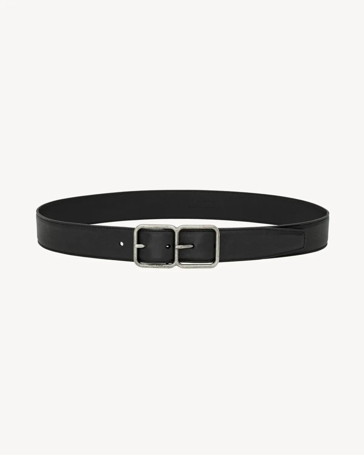 Saint Laurent Belts-double frame belt in lacquered leather BLACK