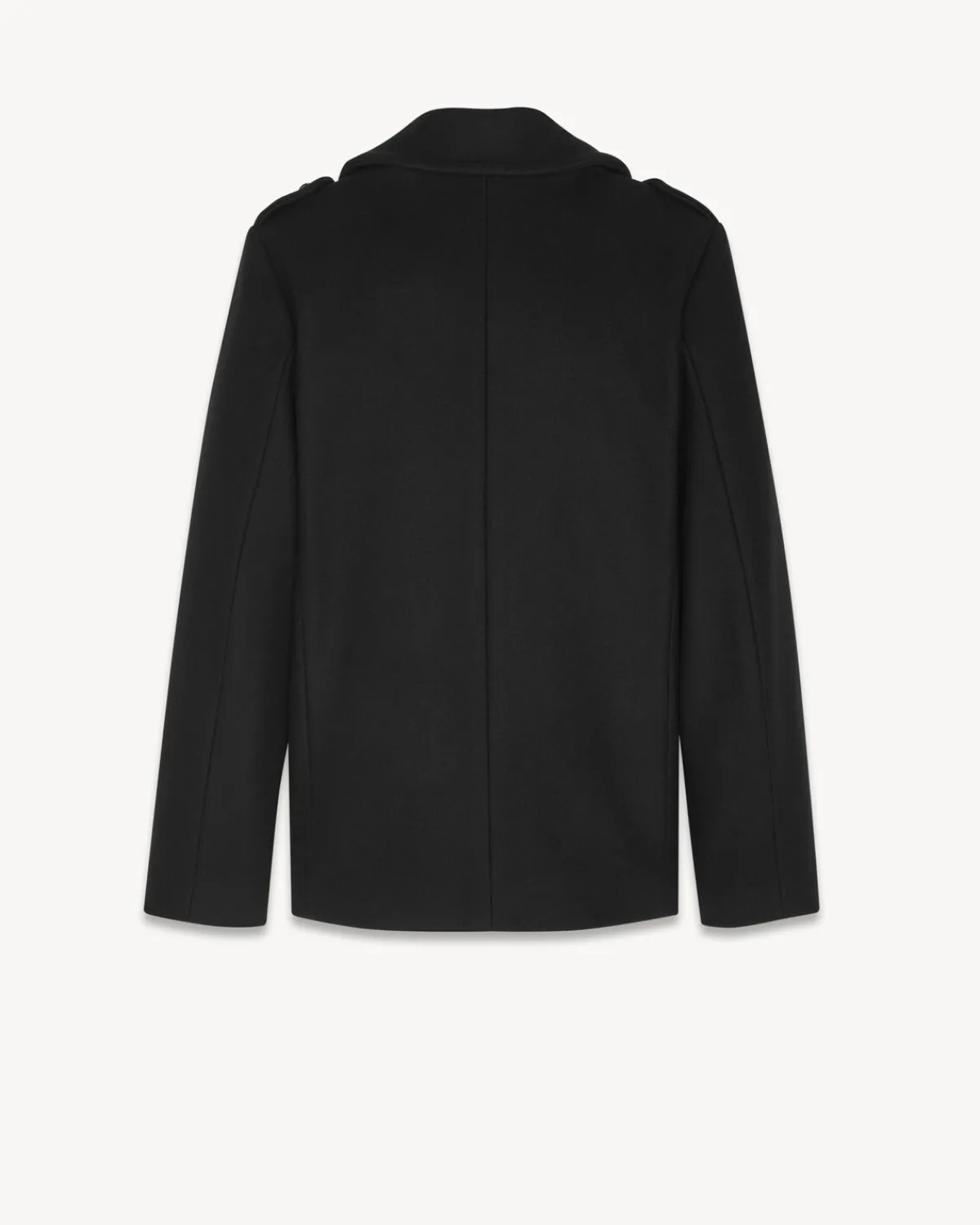 Saint Laurent Leather And Coats-Double-breasted peacoat in wool BLACK