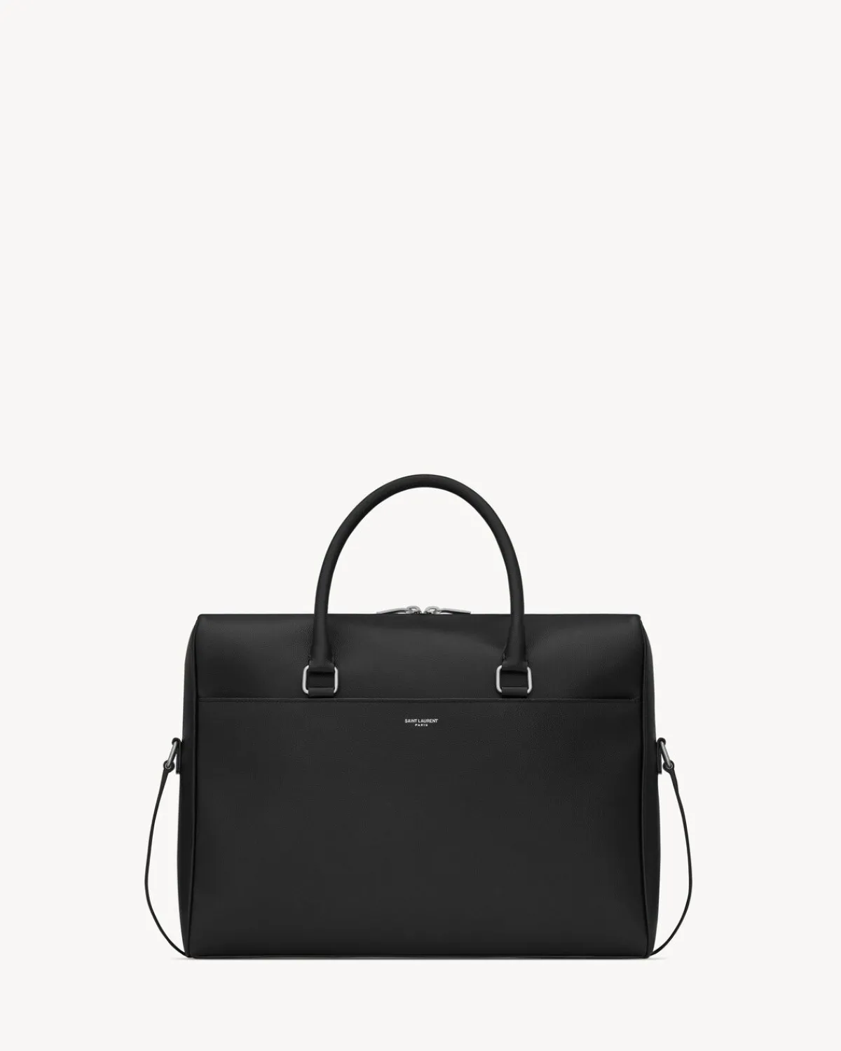 Saint Laurent Briefcases-DUFFLE briefcase in grain de poudre embossed leather BLACK