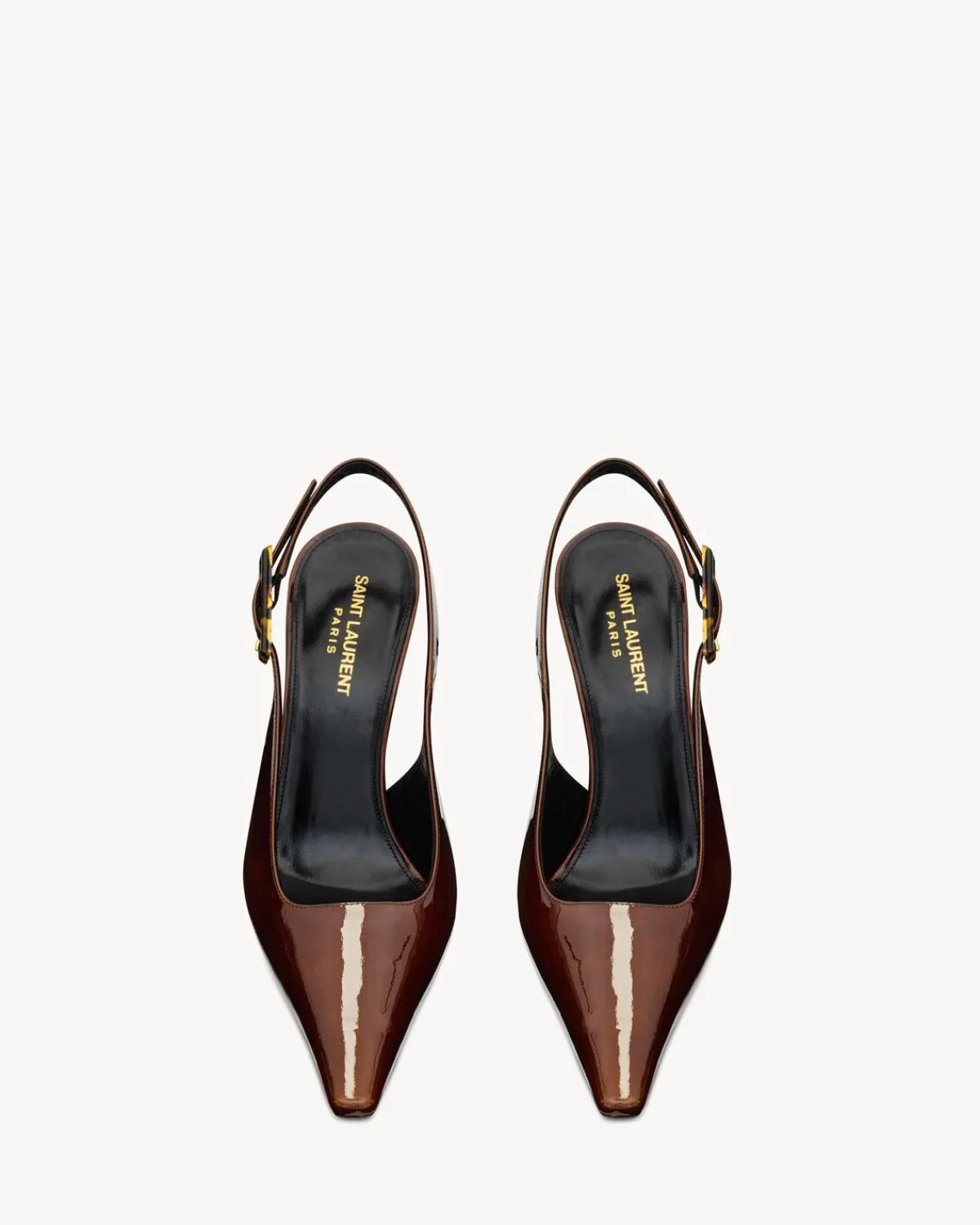 Saint Laurent Slingbacks-DUNE slingback pumps in patent leather WOOD