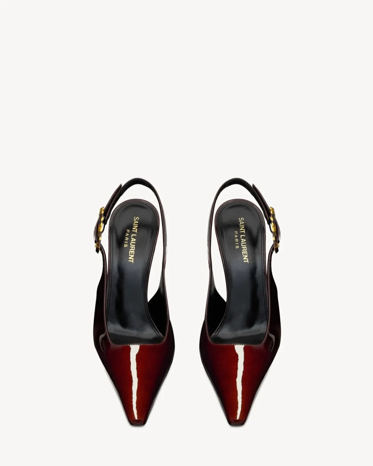 Saint Laurent Slingbacks-DUNE slingback pumps in patent leather MARRONGLACE