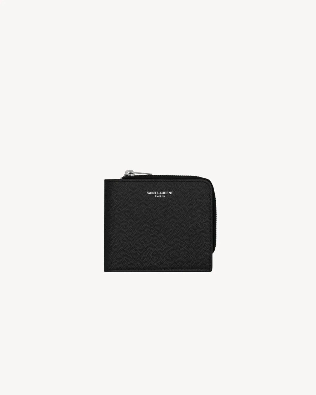 Saint Laurent Wallets-East/West zip-around wallet in grain de poudre leather BLACK