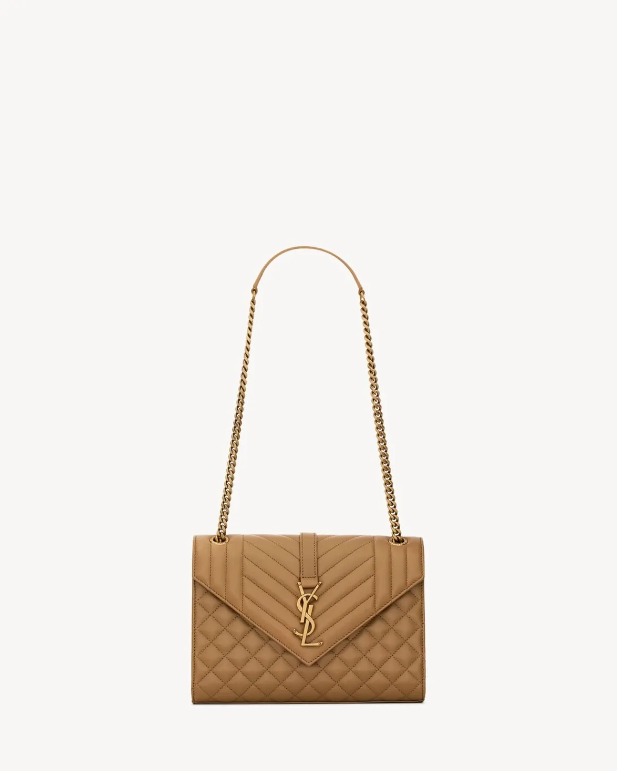 Saint Laurent Shoulder Bags-ENVELOPE MEDIUM in MATELASSÉ lambskin DARKCORK