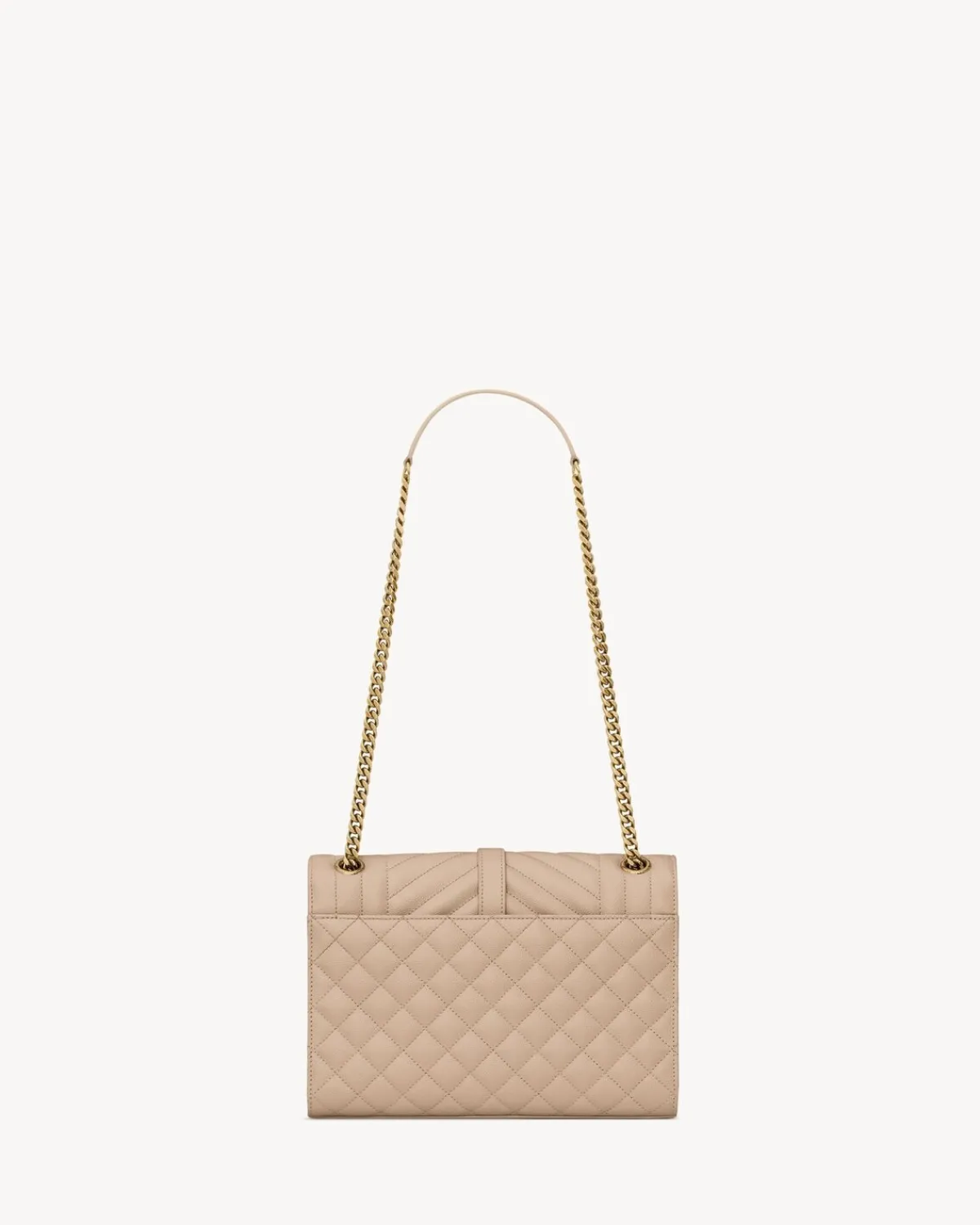 Saint Laurent Shoulder Bags-ENVELOPE MEDIUM IN QUILTED GRAIN DE POUDRE EMBOSSED LEATHER DARKBEIGE