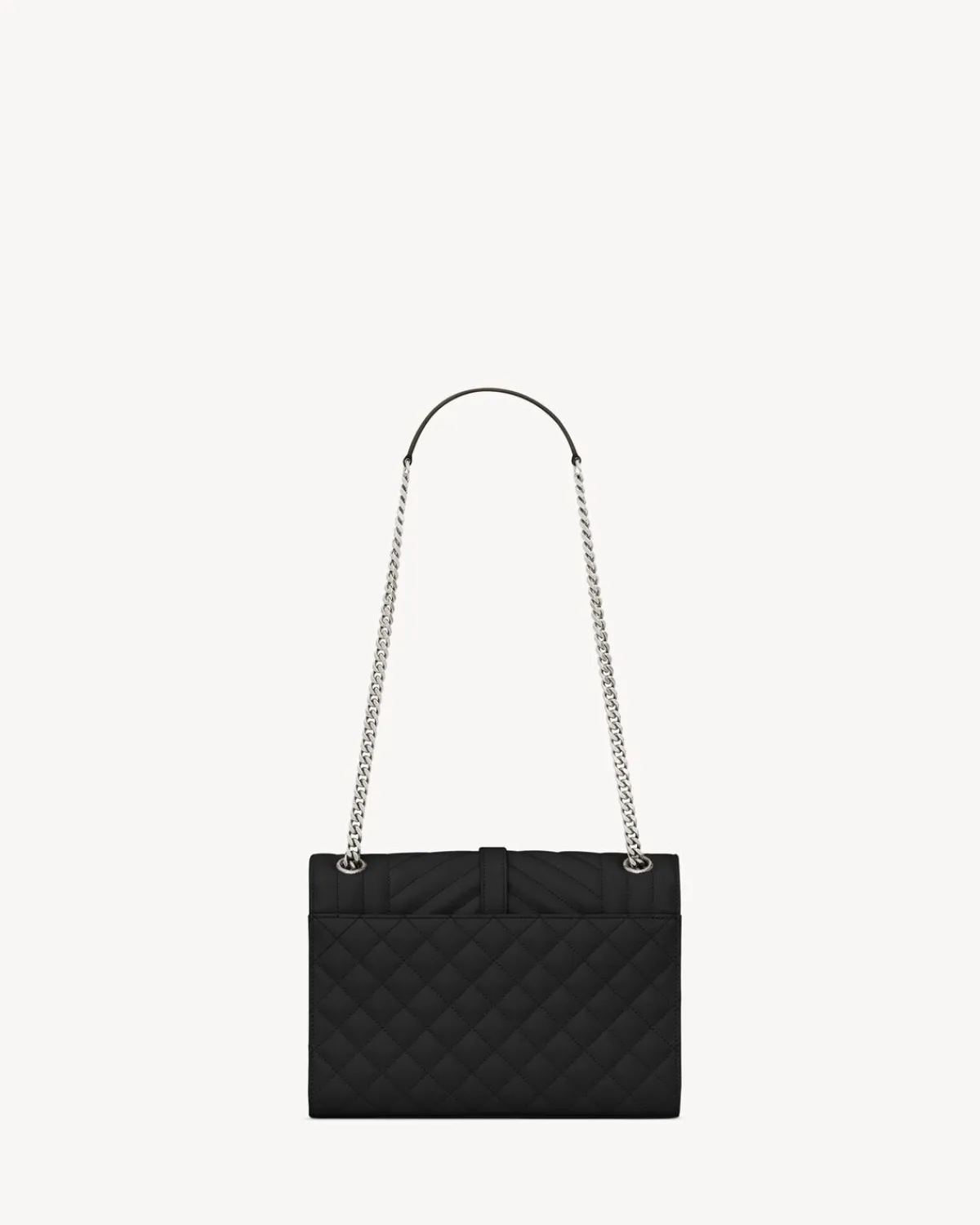 Saint Laurent Shoulder Bags-ENVELOPE MEDIUM IN QUILTED GRAIN DE POUDRE EMBOSSED LEATHER NOIR