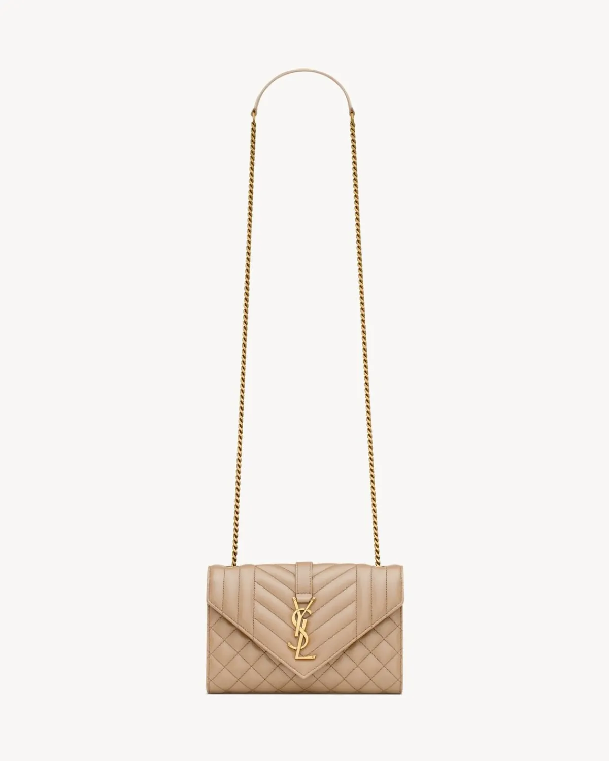 Saint Laurent Shoulder Bags | Crossbody Bags-ENVELOPE SMALL in MATELASSÉ lambskin DARKTOFFEE