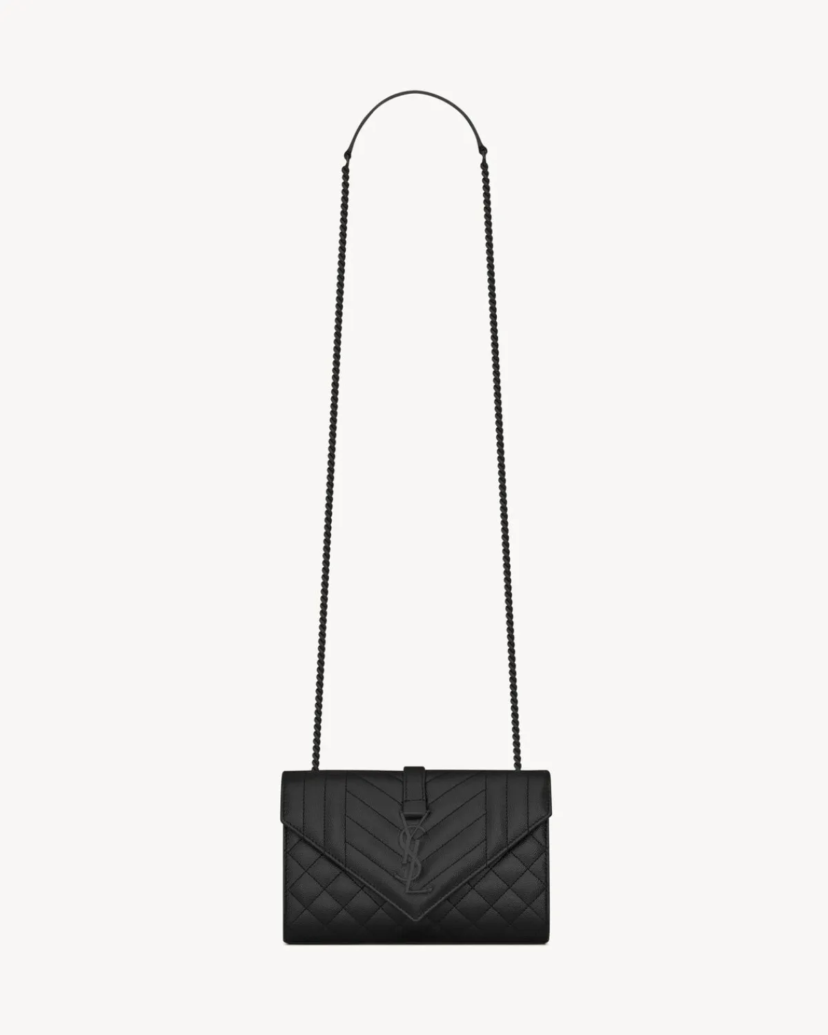 Saint Laurent Crossbody Bags-ENVELOPE SMALL IN QUILTED GRAIN DE POUDRE EMBOSSED LEATHER NOIR