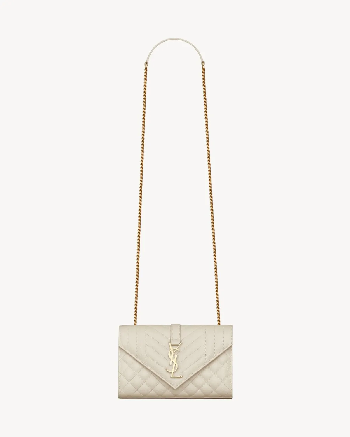 Saint Laurent Crossbody Bags-ENVELOPE SMALL IN QUILTED GRAIN DE POUDRE EMBOSSED LEATHER BLANCVINTAGE