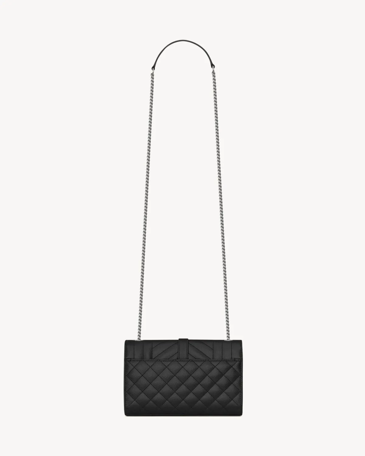 Saint Laurent Crossbody Bags-ENVELOPE SMALL IN QUILTED GRAIN DE POUDRE EMBOSSED LEATHER NOIR