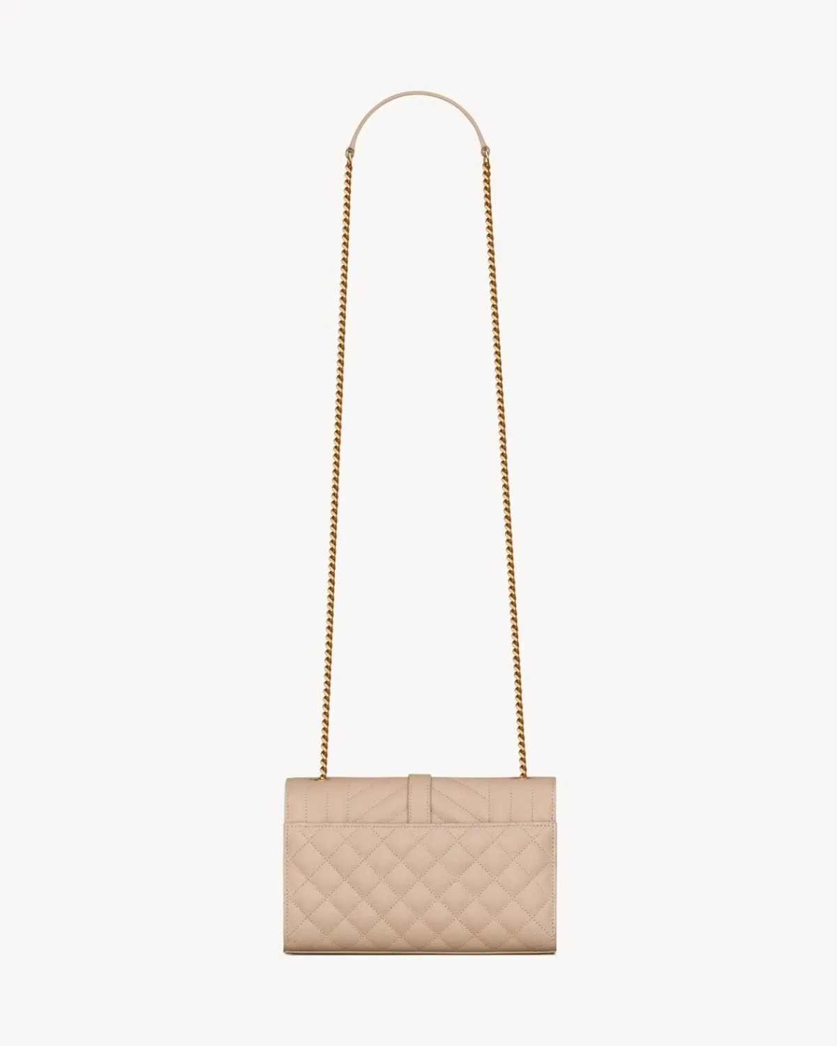 Saint Laurent Shoulder Bags-ENVELOPE SMALL IN QUILTED GRAIN DE POUDRE EMBOSSED LEATHER DARKBEIGE