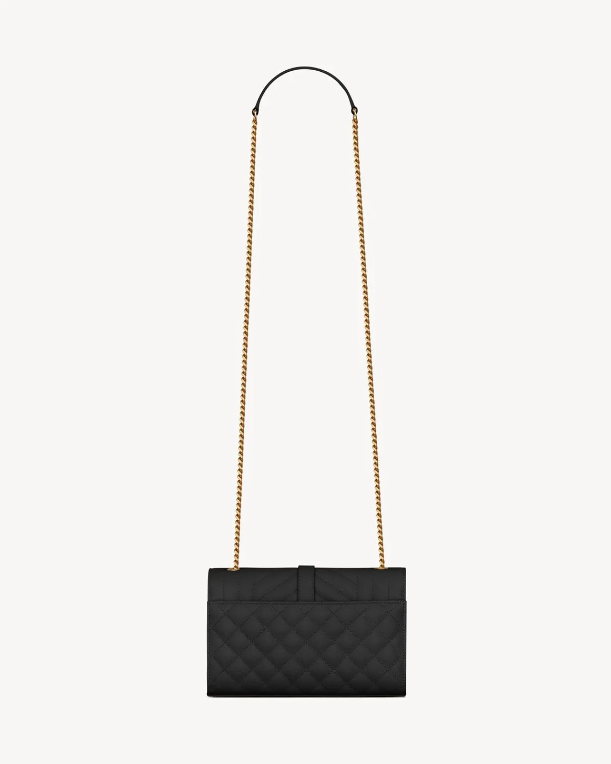 Saint Laurent Shoulder Bags | Crossbody Bags-ENVELOPE SMALL IN QUILTED GRAIN DE POUDRE EMBOSSED LEATHER NOIR