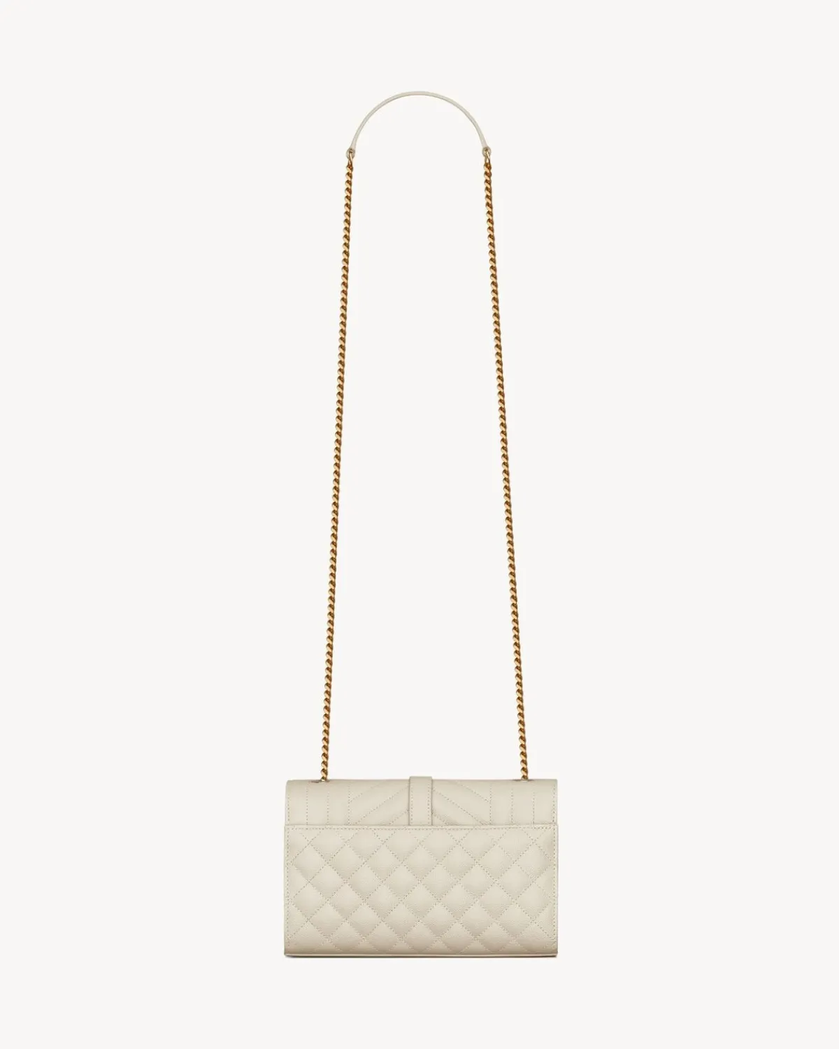 Saint Laurent Crossbody Bags-ENVELOPE SMALL IN QUILTED GRAIN DE POUDRE EMBOSSED LEATHER BLANCVINTAGE