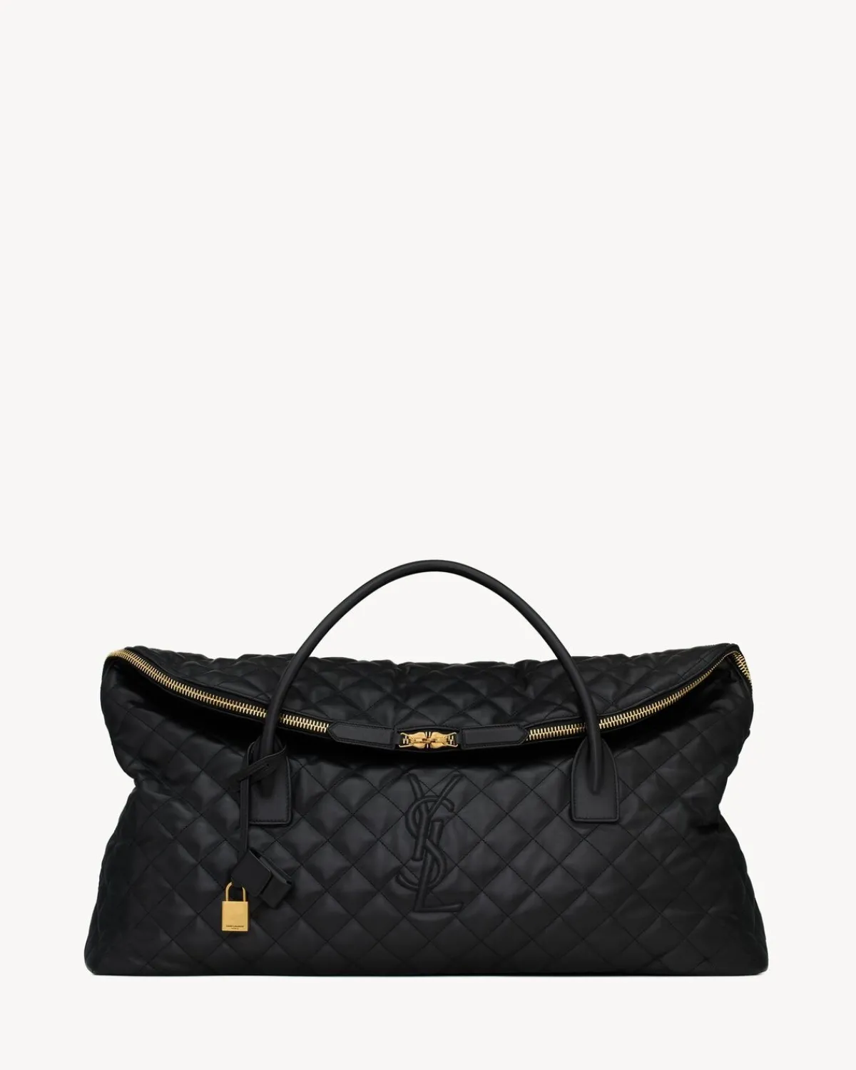 Saint Laurent Totes-ES GIANT TRAVEL BAG IN QUILTED LEATHER BLACK