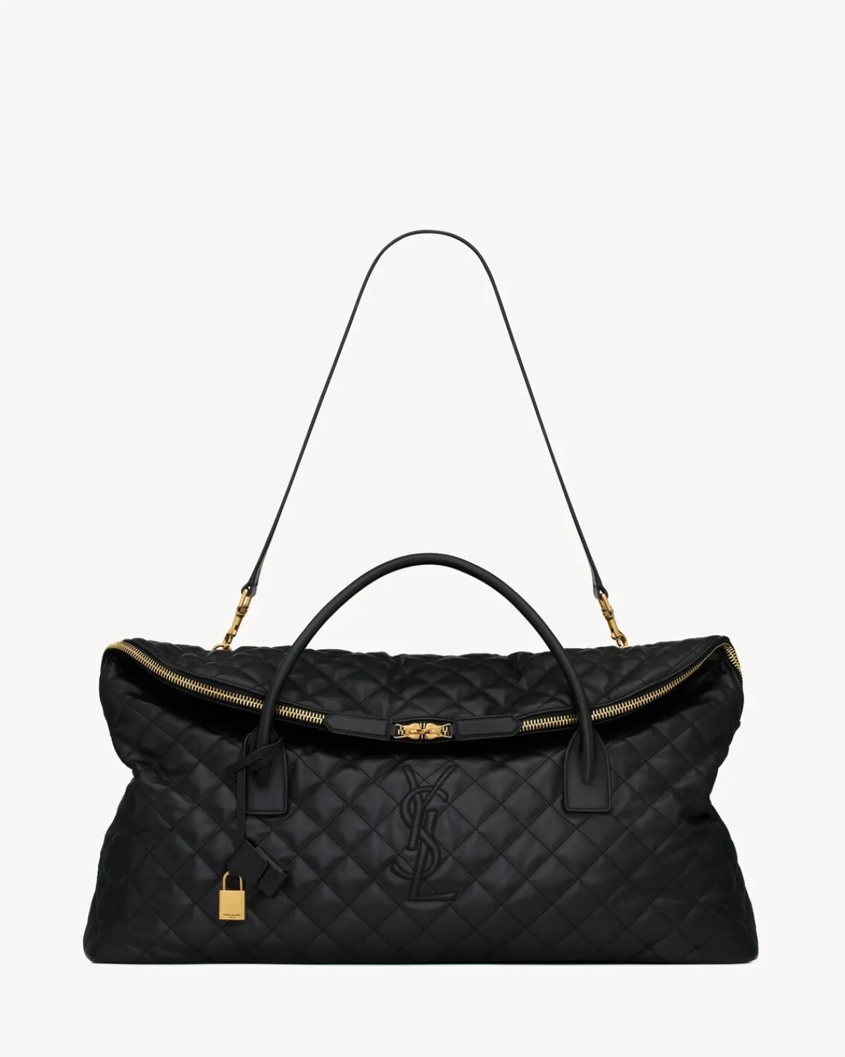 Saint Laurent Totes-ES GIANT TRAVEL BAG IN QUILTED LEATHER BLACK