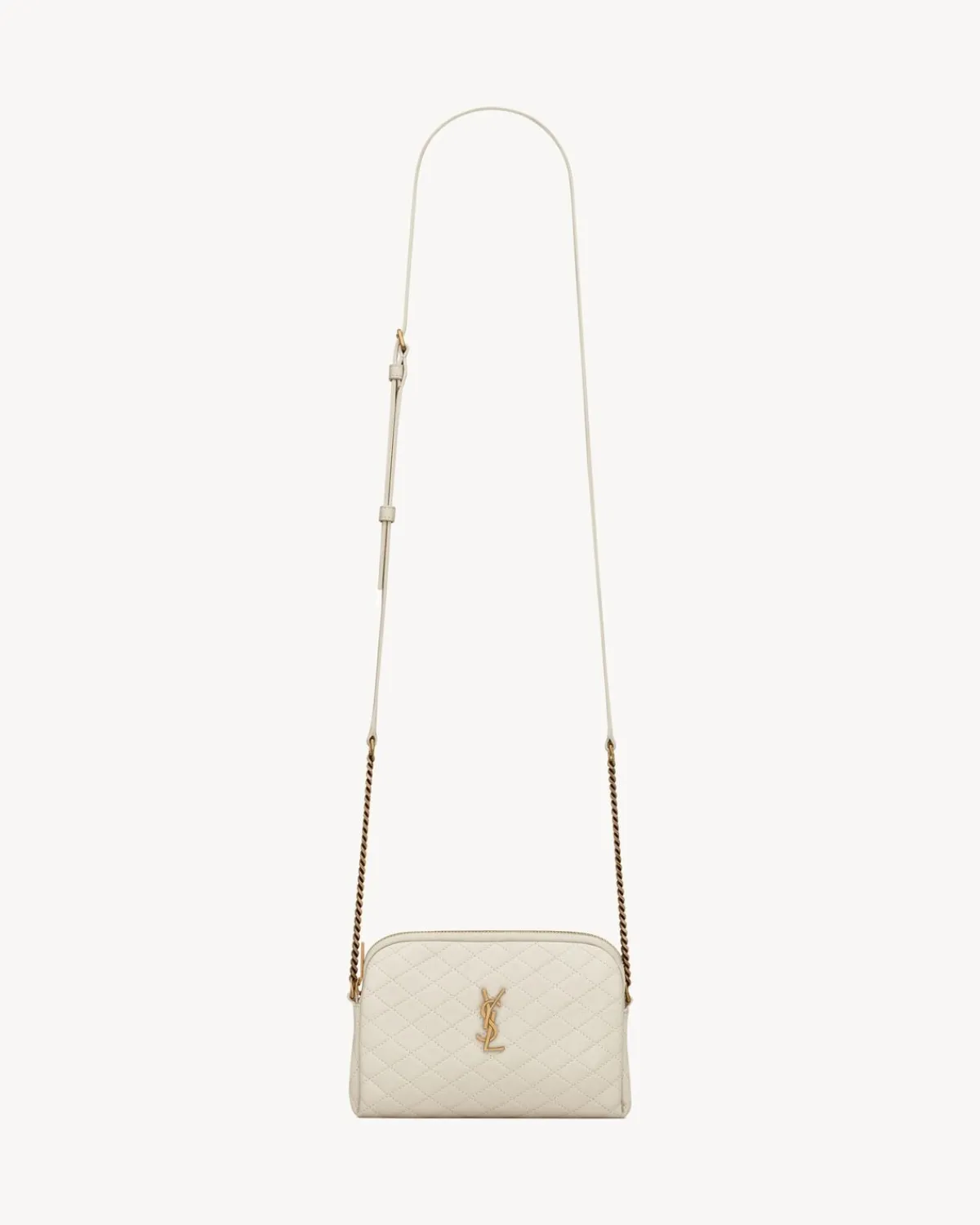 Saint Laurent Crossbody Bags | Mini Bags-GABY ZIPPERED POUCH IN LAMBSKIN BLANCVINTAGE