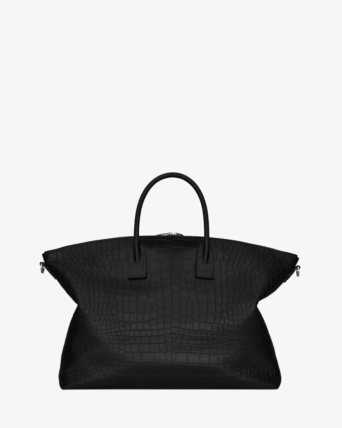 Saint Laurent Travel Bags-GIANT BOWLING bag in crocodile-embossed leather BLACK