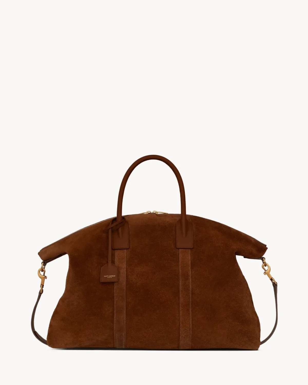 Saint Laurent Travel Bags-GIANT BOWLING bag in suede TANBROWN