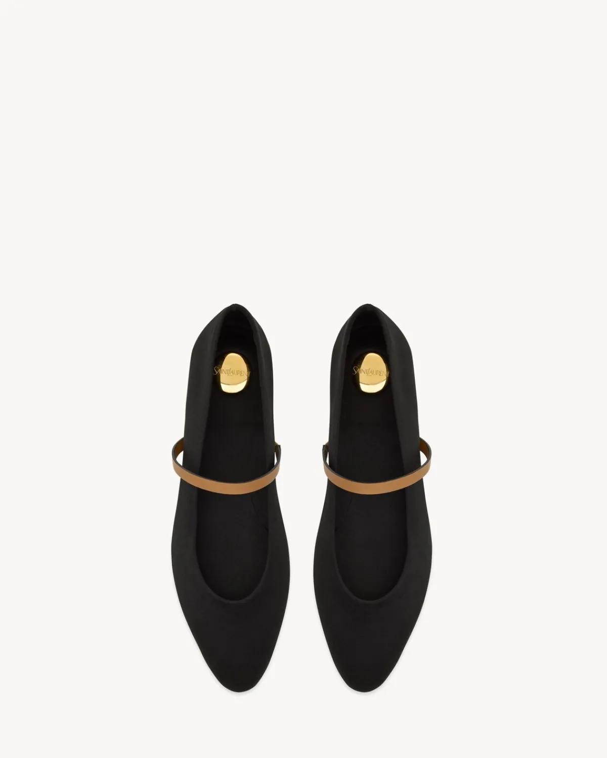 Saint Laurent Flats-GIO ballet flats in satin crepe BLACKANDBROWNGOLD