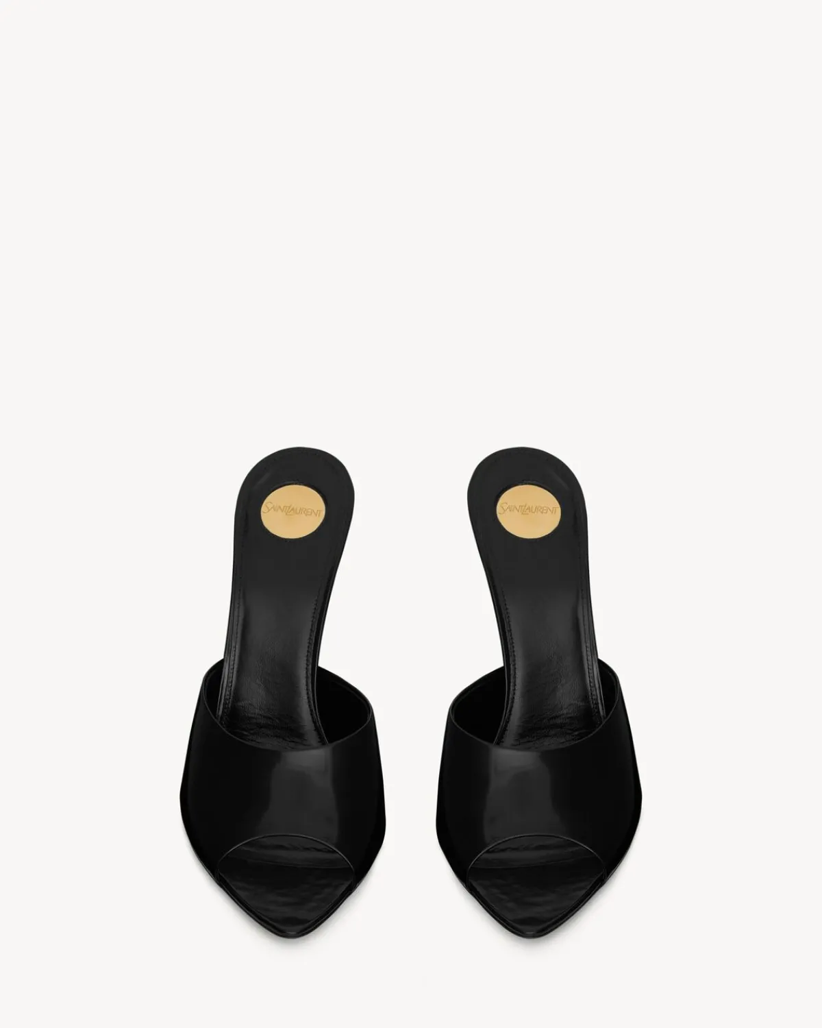 Saint Laurent Pumps And Mules-GOLDIE mules in glazed leather BLACK