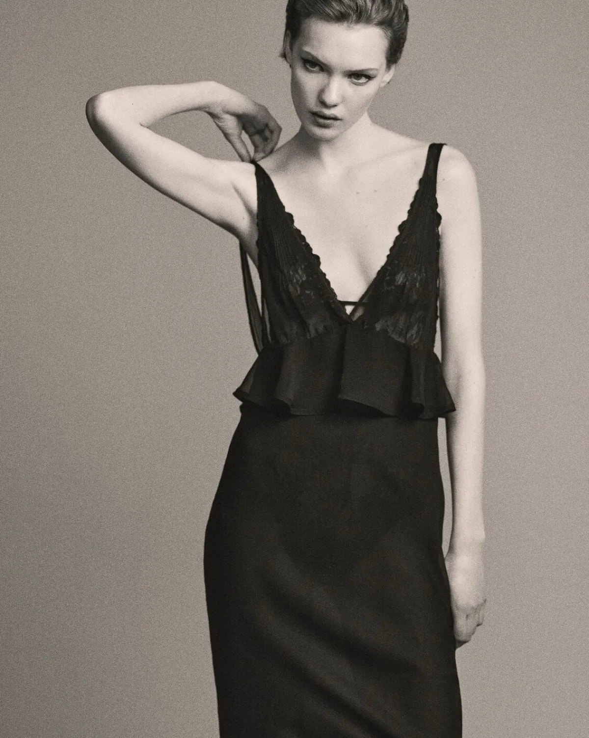 Saint Laurent Dresses And Skirts-halter dress in silk crepe muslin BLACK