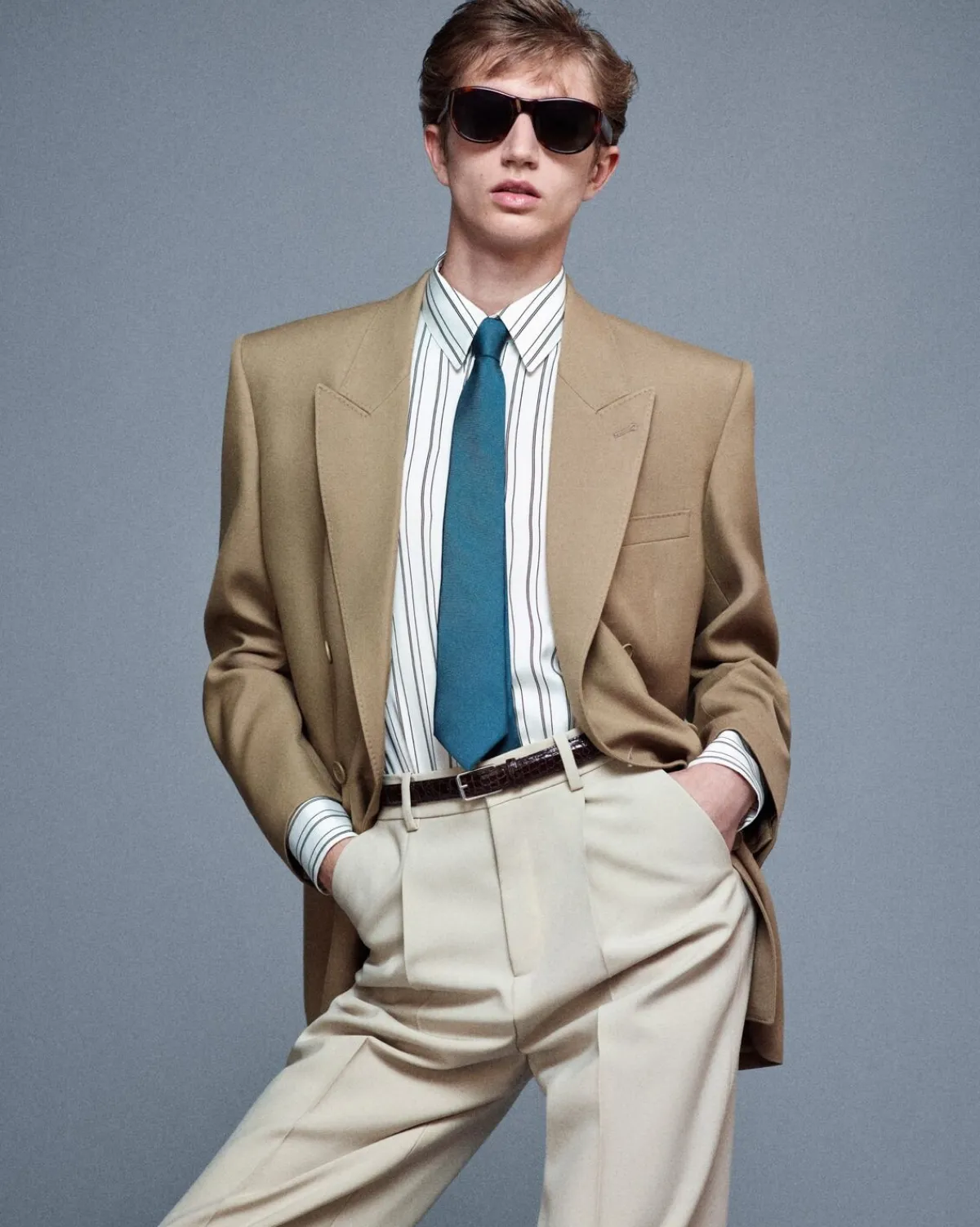 Saint Laurent Jackets And Pants-high-waisted pants in light wool BEIGE